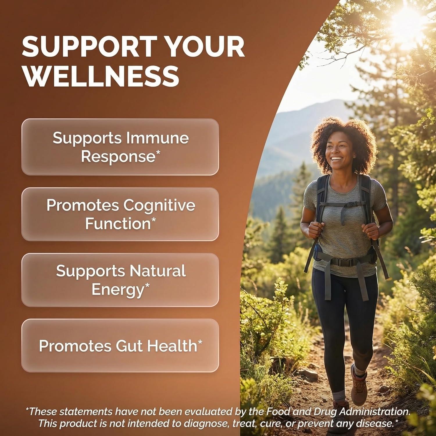 image:imageAuraShroom Mushroom Supplement Lions Mane Turkey Tail Cordyceps Reishi Shiitake Chaga Oyster Stress Relief Immune Support Nootropic Energy Portobello Mushrooms 60 Capsules By Clean Nutra