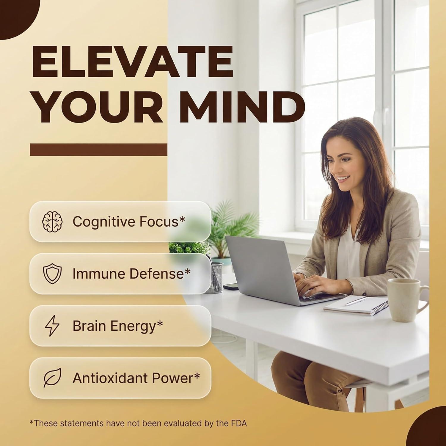 image:imageClean Nutra Lions Mane Turkey Tail Cordyceps Reishi Chaga Mushroom Powder Ashwagandha Niacin Calm Stress Memory Adrenal Support Supplements Maca Rhodiola Holy Basil Apaptogen Supplement Unflavored1