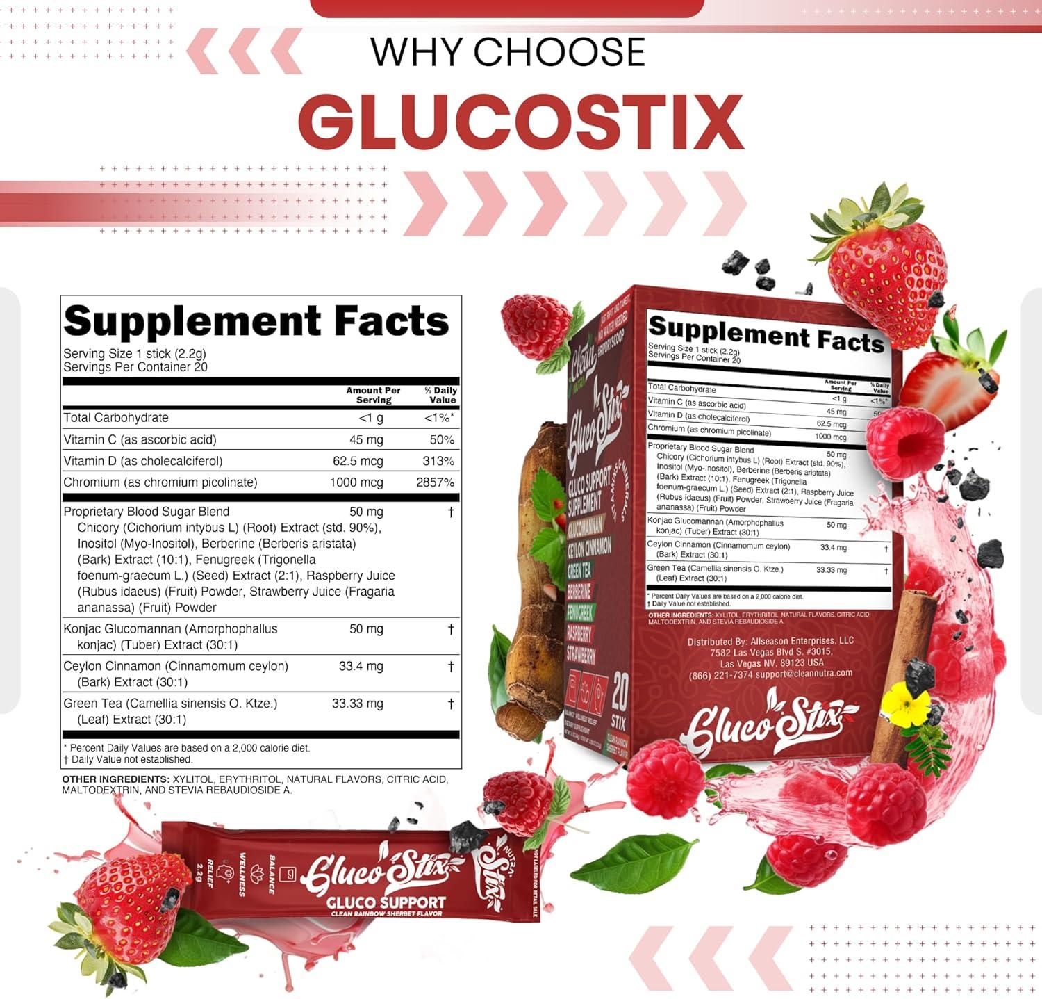 image:imageClean Nutraceuticals Ceylon Cinnamon Powder Green Tea Extract Glucomannan Berberine Supplement Chromium Picolinate Apple Cider Vinegar Rainbow Sherbet Powder Sticks 20 Count1