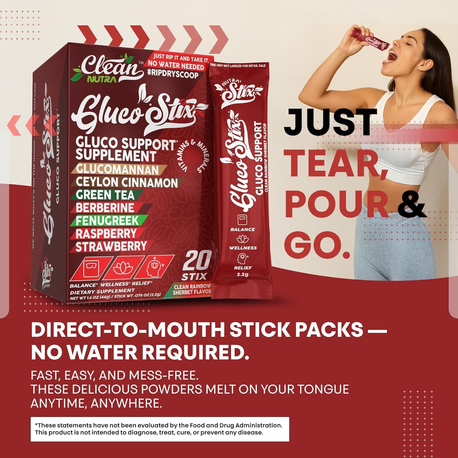 image:imageClean Nutraceuticals Ceylon Cinnamon Powder Green Tea Extract Glucomannan Berberine Supplement Chromium Picolinate Apple Cider Vinegar Rainbow Sherbet Powder Sticks 20 Count1
