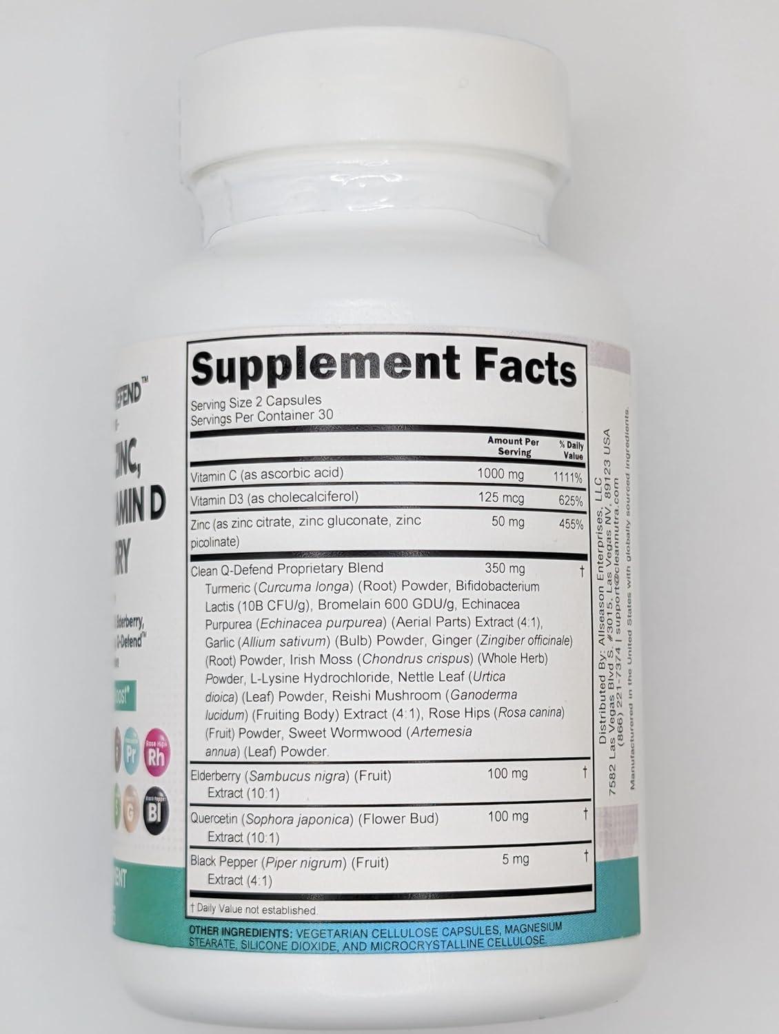 image:imageClean Nutraceuticals Quercetin Zinc Vitamin C Vitamin D Bromelain Elderberry Lung Immune Support Supplement Adults with Artemisinin Sea Moss Echinacea Allergy Relief 60 Count Pack of 560 Count Pack of 2