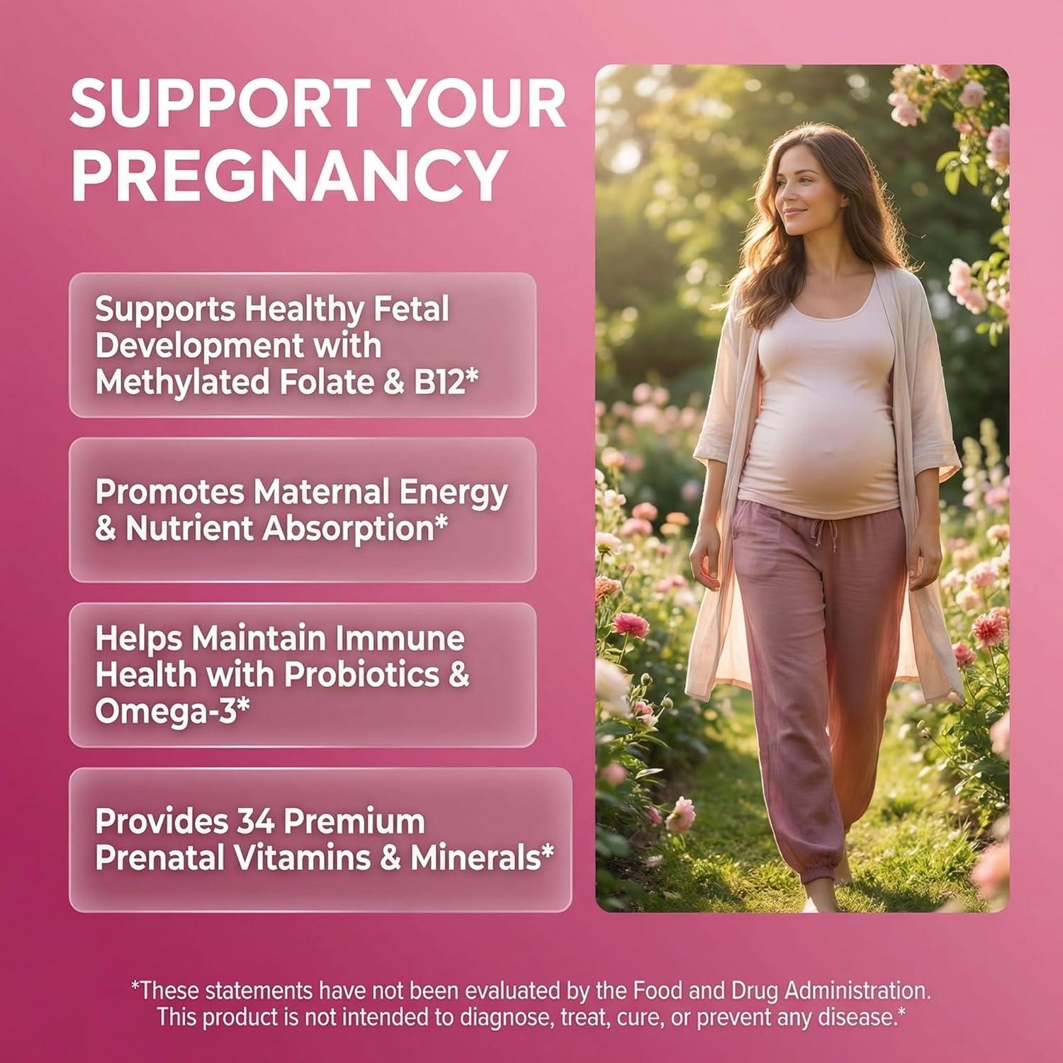 image:imageNatal Glow Methylated Prenatal Vitamins for Women Folate Omega 3 Vitamins A B12 C D3 E K2 Iron Riboflavin Biotin Choline Calcium Iodine Magnesium Zinc Selenium Copper Manganese by Clean Nutra