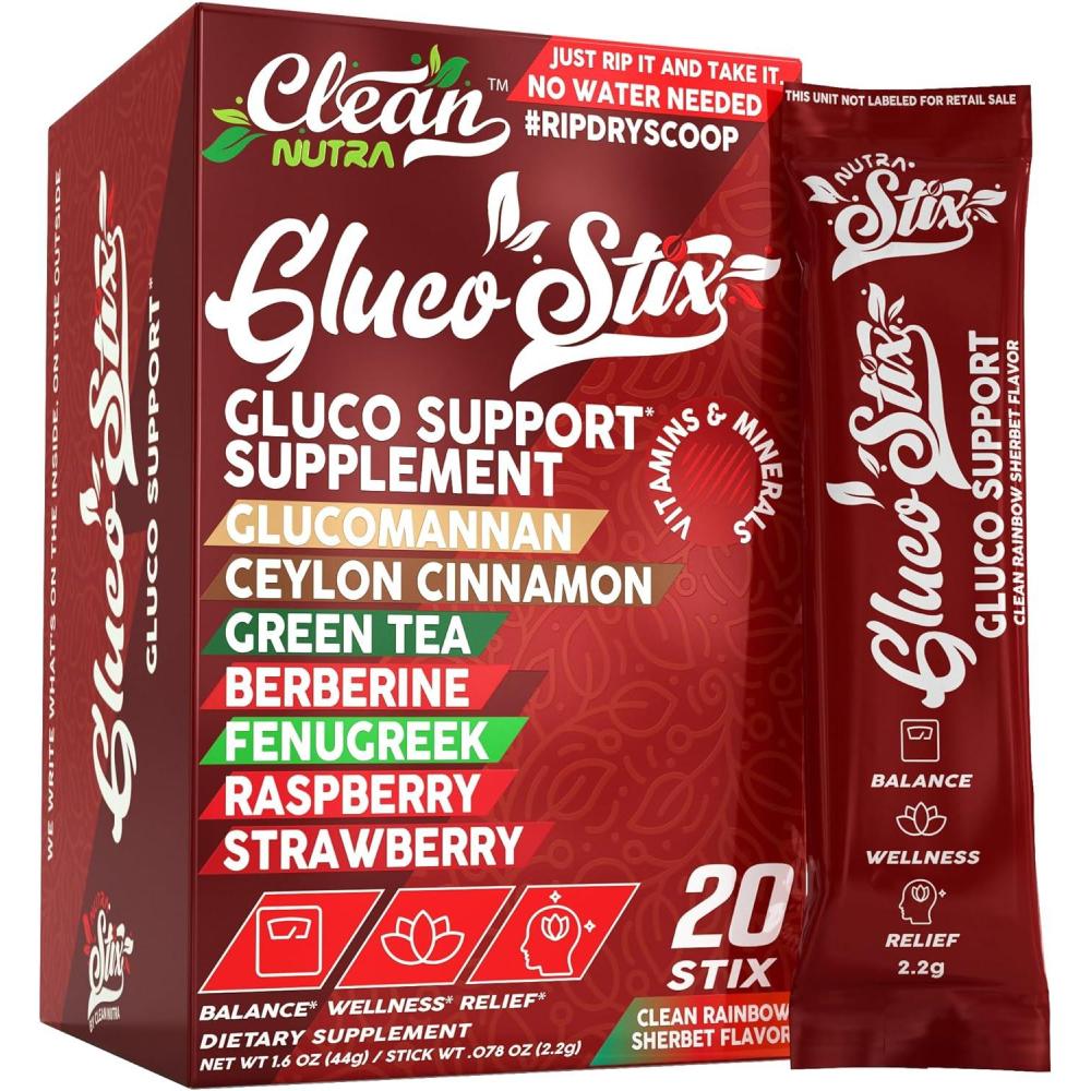 image:imageClean Nutraceuticals Ceylon Cinnamon Powder Green Tea Extract Glucomannan Berberine Supplement Chromium Picolinate Apple Cider Vinegar Rainbow Sherbet Powder Sticks 20 Count1