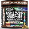 image:imageAuraShroom Mushroom Supplement Lions Mane Turkey Tail Cordyceps Reishi Shiitake Chaga Oyster Stress Relief Immune Support Nootropic Energy Portobello Mushrooms 60 Capsules By Clean Nutra
