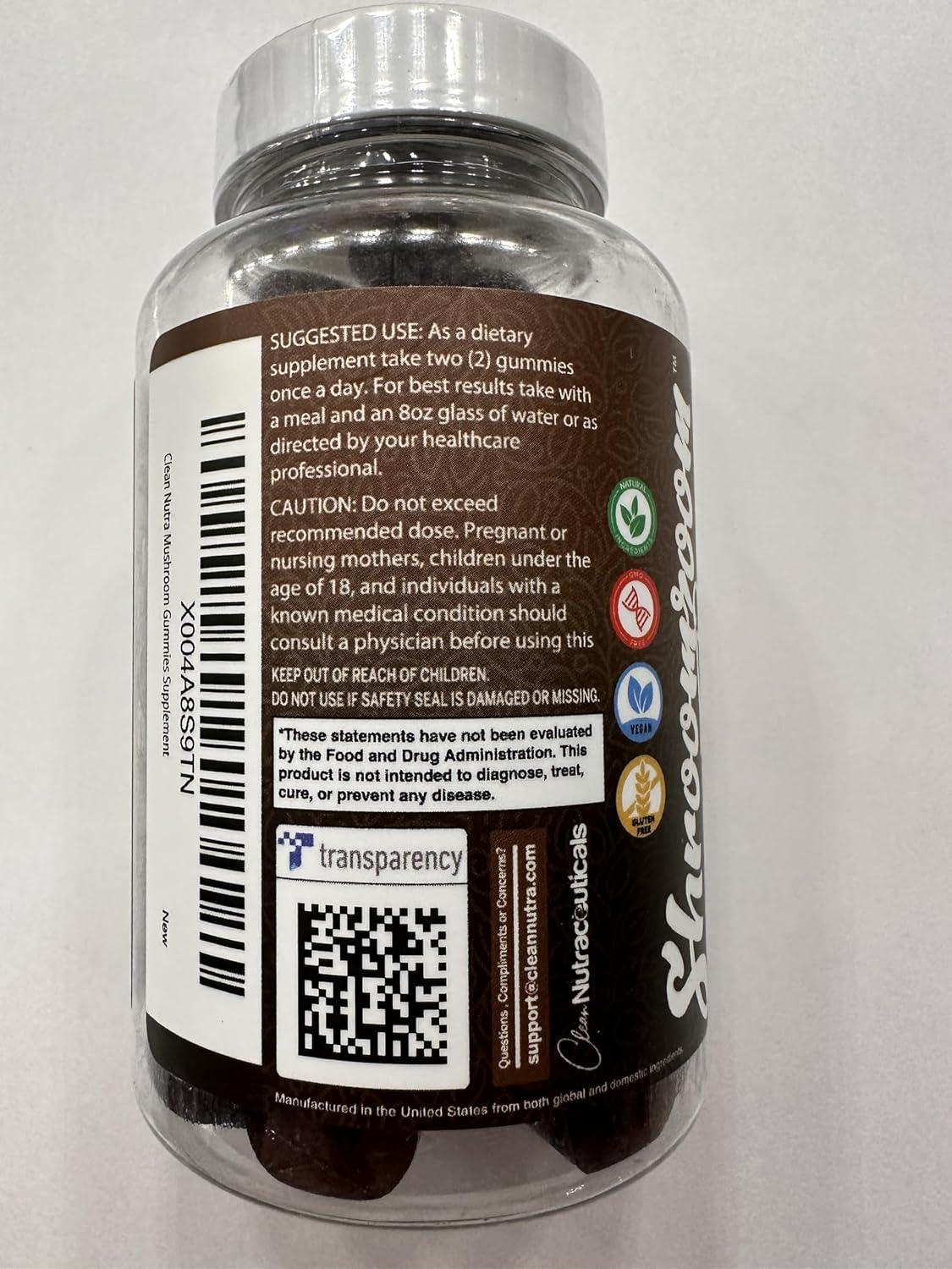 image:image15in1 Mushroom Gummies with Lions Mane Turkey Tail Cordyceps Reishi Chaga Sweet Toot Maitake Meshima Poria Cocos Shiitake Tremella Oyster Agaricus Mushrooms for Men and Women Supplement Clean Nutra1