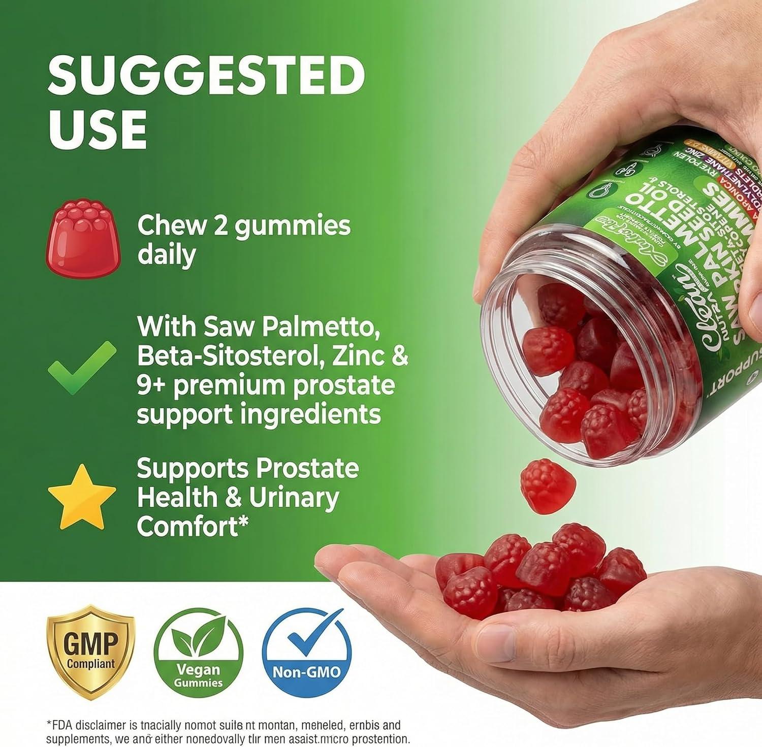 image:imageAndroFlow Saw Palmetto and Pumpkin Seed Oil Prostate Health Supplements for Men Pygeum Beta Sitosterol Lycopene Boron Zinc Selenium DIM Stinging Nettle Vitamin D 60 Gummy Supplements By Clean Nutra