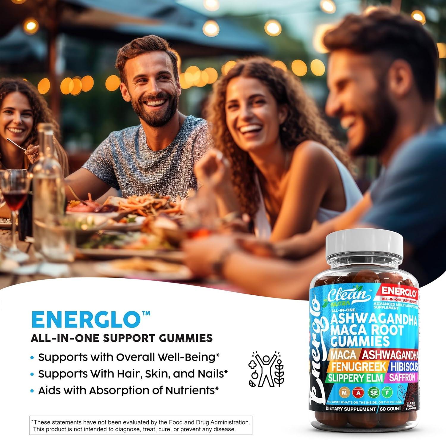 image:imageAshwagandha Maca Root Gummies with Fenugreek Hibiscus Slippery Elm Saffron Extract amp Beta Carotene Peach Flavor Vegan Gummy Vitamins Adaptogen Cortisol Supplement Energlo By Clean Nutra2