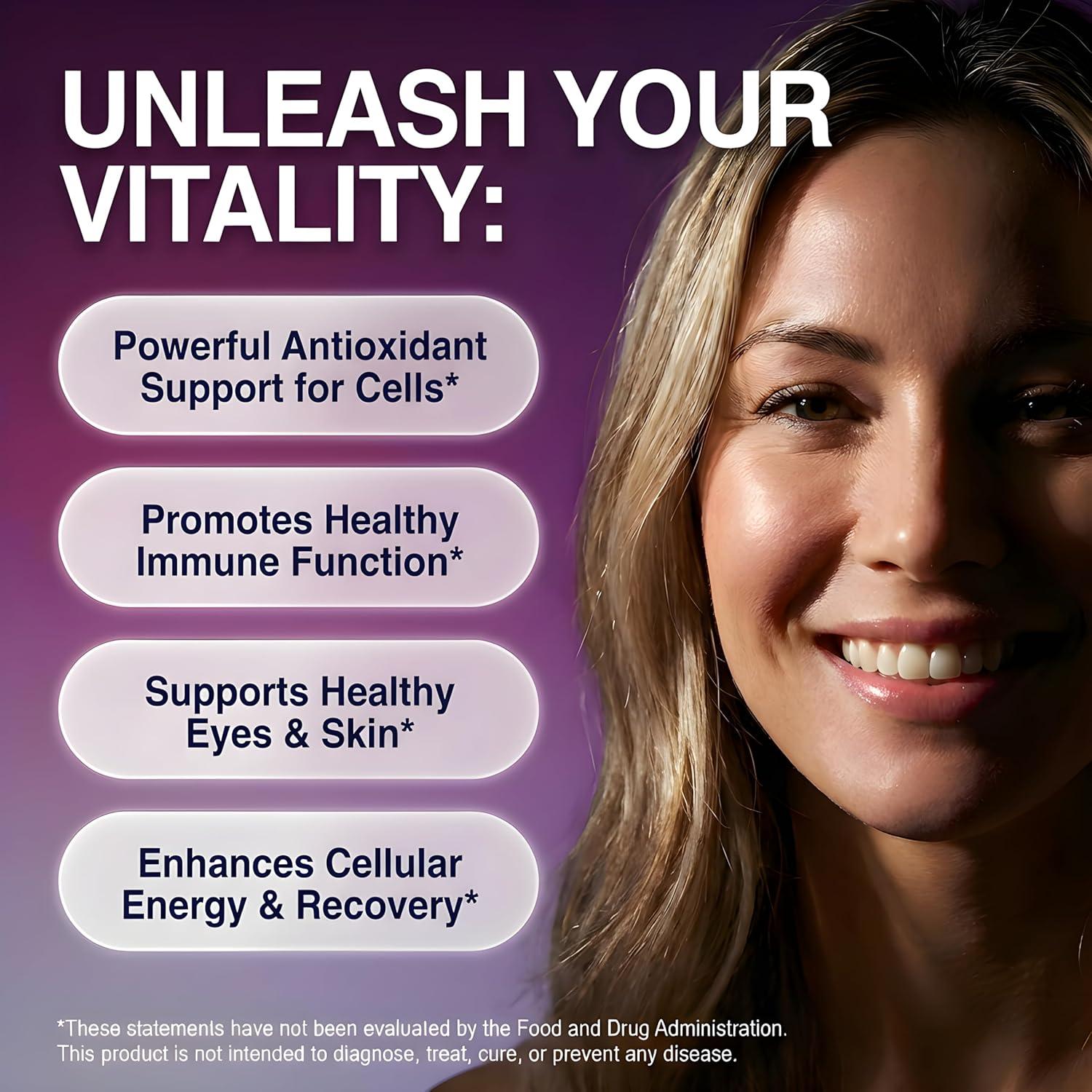 image:imageClean Nutra Astaxanthin 12mg Lycopene Supplement with Vitamin A C D3 E LTyrosine Selenium Flax Grape Seed Gotu Kola Amla Black Pepper 90 Complex Veggie Capsules