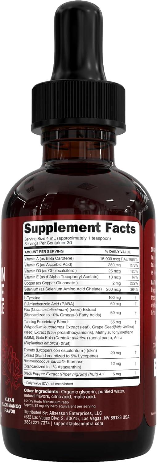 image:imageClean Nutra Astaxanthin Lycopene Liquid Drops Absorption Support Vitamins A C D E 4 fl oz Potent Natural D3 C E A amp Selenium LTyrosine Formula Pure Antioxidant Blend Enhanced Nutrient Uptake
