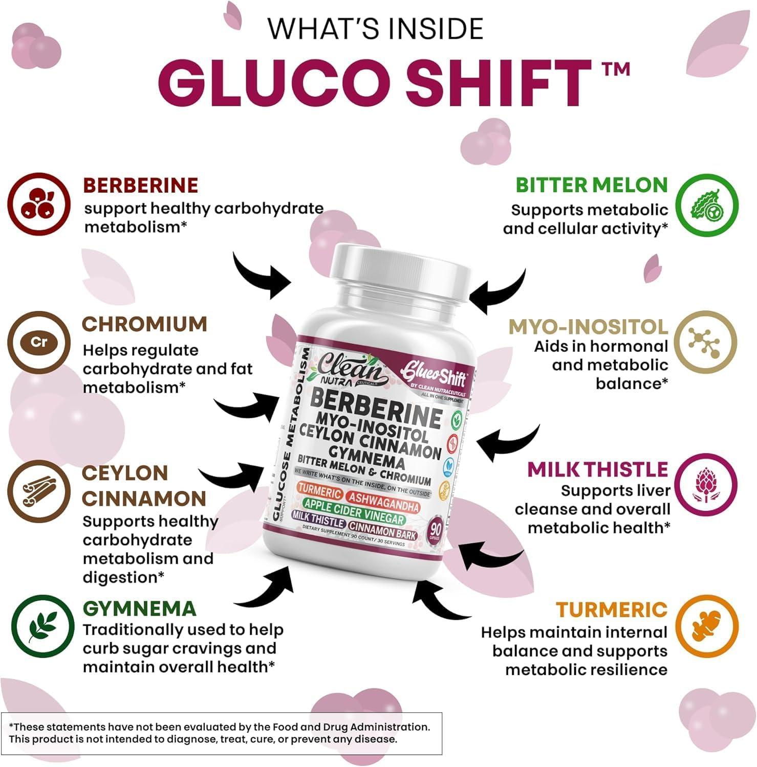 image:imageClean Nutra Berberine Supplement MyoInositol Ceylon Cinnamon Gymnema Bitter Melon Chromium Complex for Digestion Antioxidant Support amp Wellness 90 Vegan Capsules NonGMO