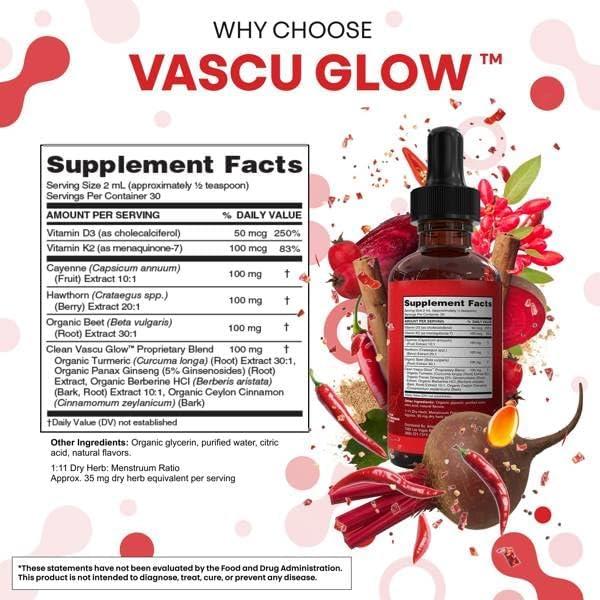 image:imageClean Nutra Cayenne Pepper Drops Supplement Liquid Hawthorn Berry Vitamin D3 K2 Beet Root Powder Ceylon Cinnamon Turmeric Curcumin Organic Panax Ginseng Berberine Extract 1 Pack2