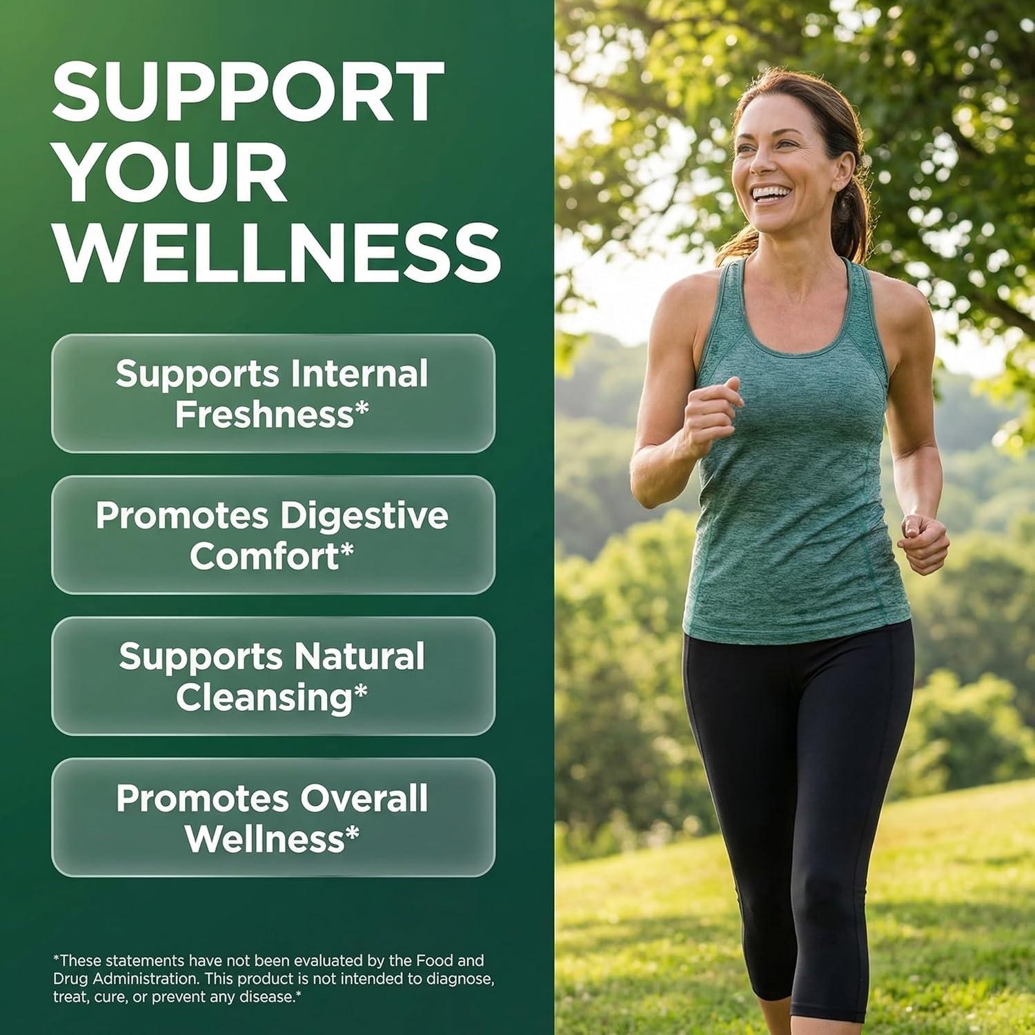 image:imageClean Nutra Chlorophyll Capsules Peppermint Slippery Elm Spirulina Chlorella Fenugreek Ashwagandha Sea Moss Supplement Ph Balance for Women Detox Internal Deodorant Supplement Prebiotics 60 Ct