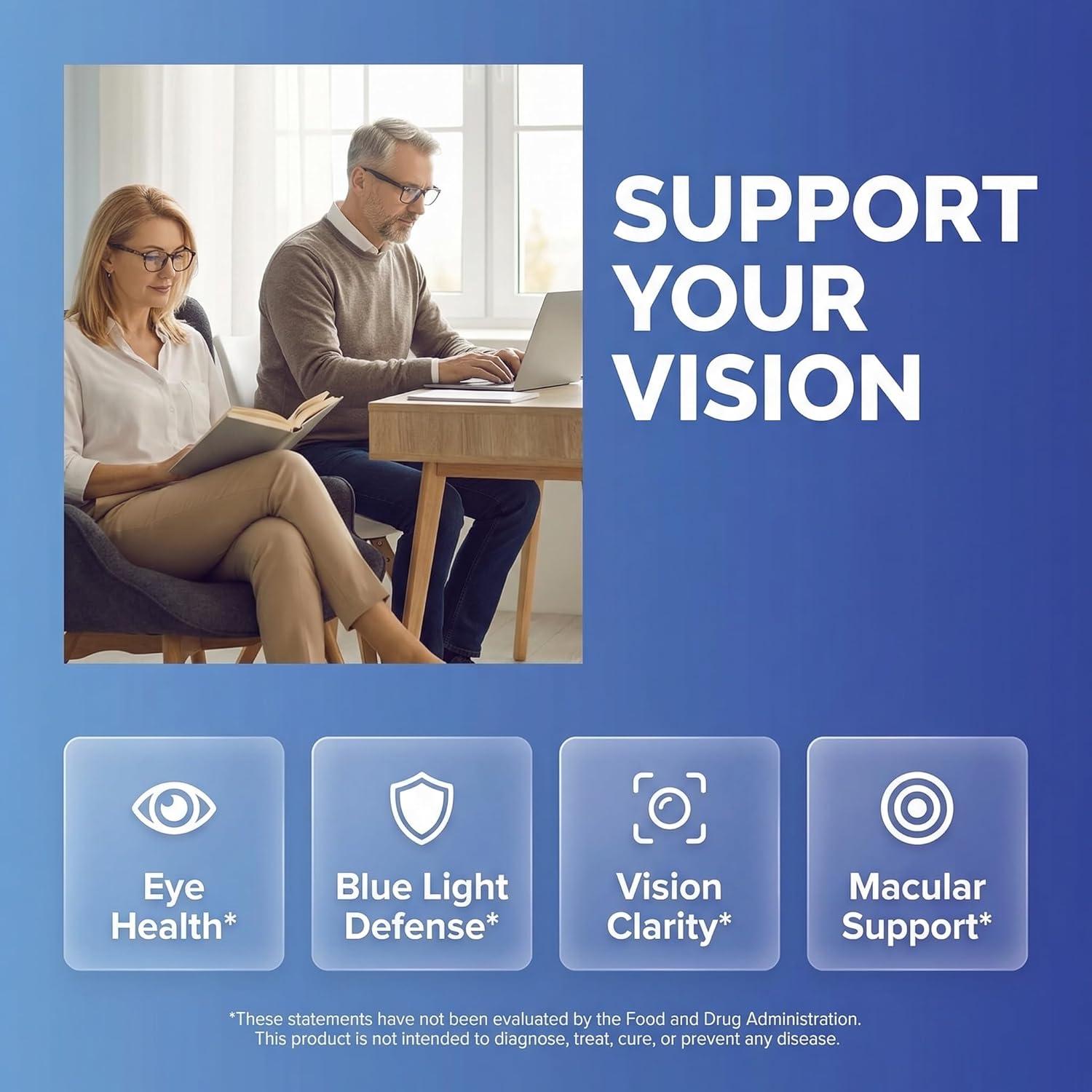image:imageClean Nutra Eye Vitamins with Bilberry Lutein and Zeaxanthin Supplements Lycopene 40mg Resveratrol Grape Seed Astaxanthin for Eyes Eye Care Health Support Eye Vitamin and Mineral Supplement60 Count Pack of 1