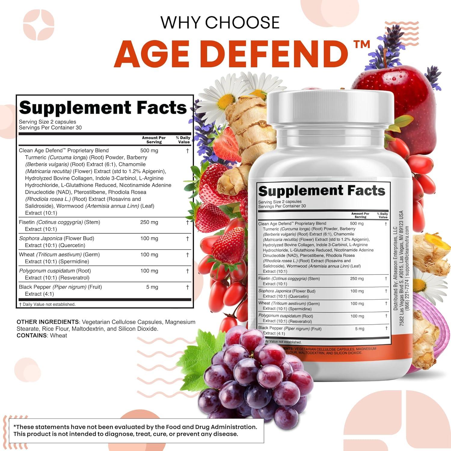 image:imageClean Nutra Fisetin Quercetin Resveratrol Spermidine Longevity Supplement with NAD Berberine Apigenin Anti Aging Cellular Health Support Capsules 90 Count1