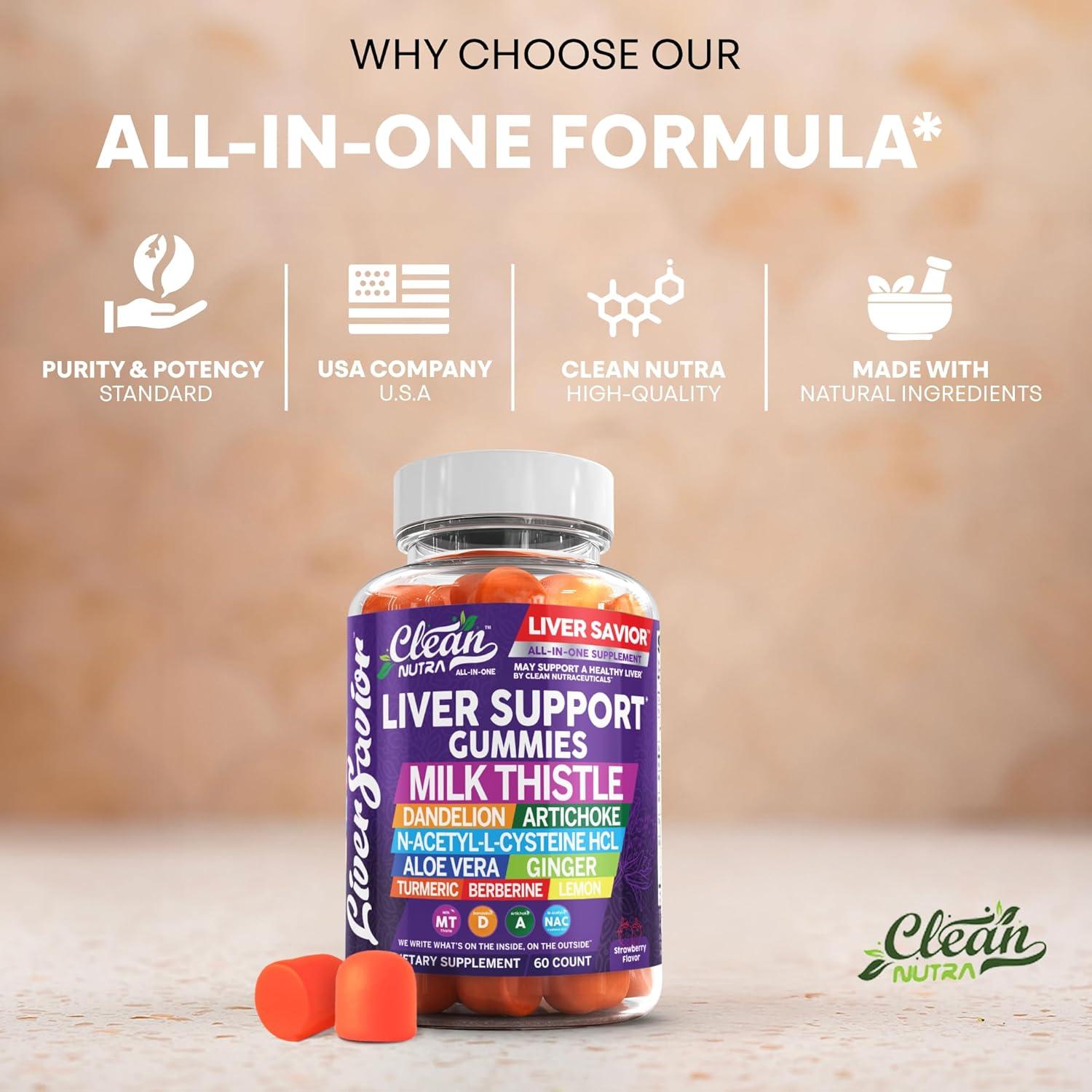 image:imageClean Nutra Liver Cleanse Detox amp Repair Gummies Milk Thistle Gummy Liver Support Vitamins Dandelion Artichoke Aloe Vera Ginger Berberine Lemon NAcetylLCysteine Turmeric Supplement HCL1