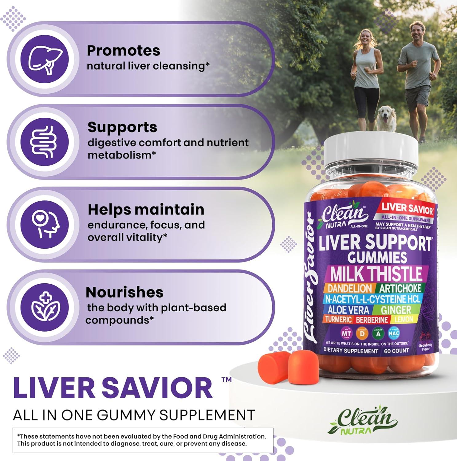 image:imageClean Nutra Liver Cleanse Detox amp Repair Gummies Milk Thistle Gummy Liver Support Vitamins Dandelion Artichoke Aloe Vera Ginger Berberine Lemon NAcetylLCysteine Turmeric Supplement HCL1