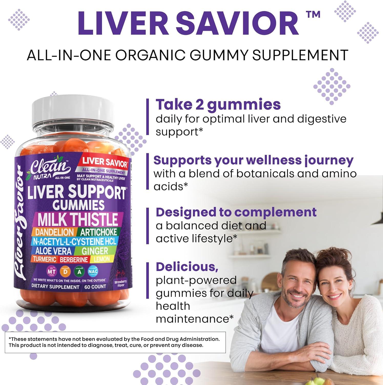 image:imageClean Nutra Liver Cleanse Detox amp Repair Gummies Milk Thistle Gummy Liver Support Vitamins Dandelion Artichoke Aloe Vera Ginger Berberine Lemon NAcetylLCysteine Turmeric Supplement HCL1