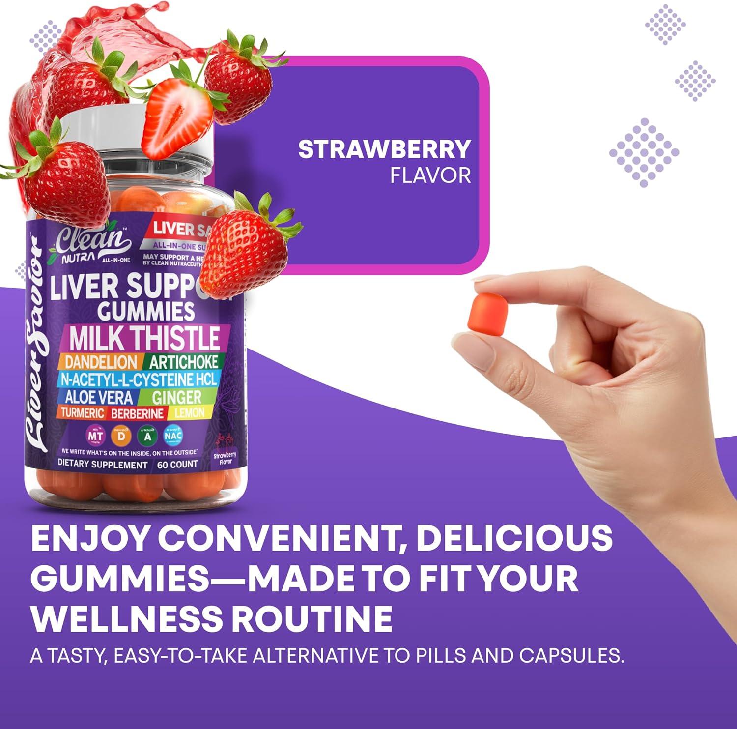 image:imageClean Nutra Liver Cleanse Detox amp Repair Gummies Milk Thistle Gummy Liver Support Vitamins Dandelion Artichoke Aloe Vera Ginger Berberine Lemon NAcetylLCysteine Turmeric Supplement HCL1