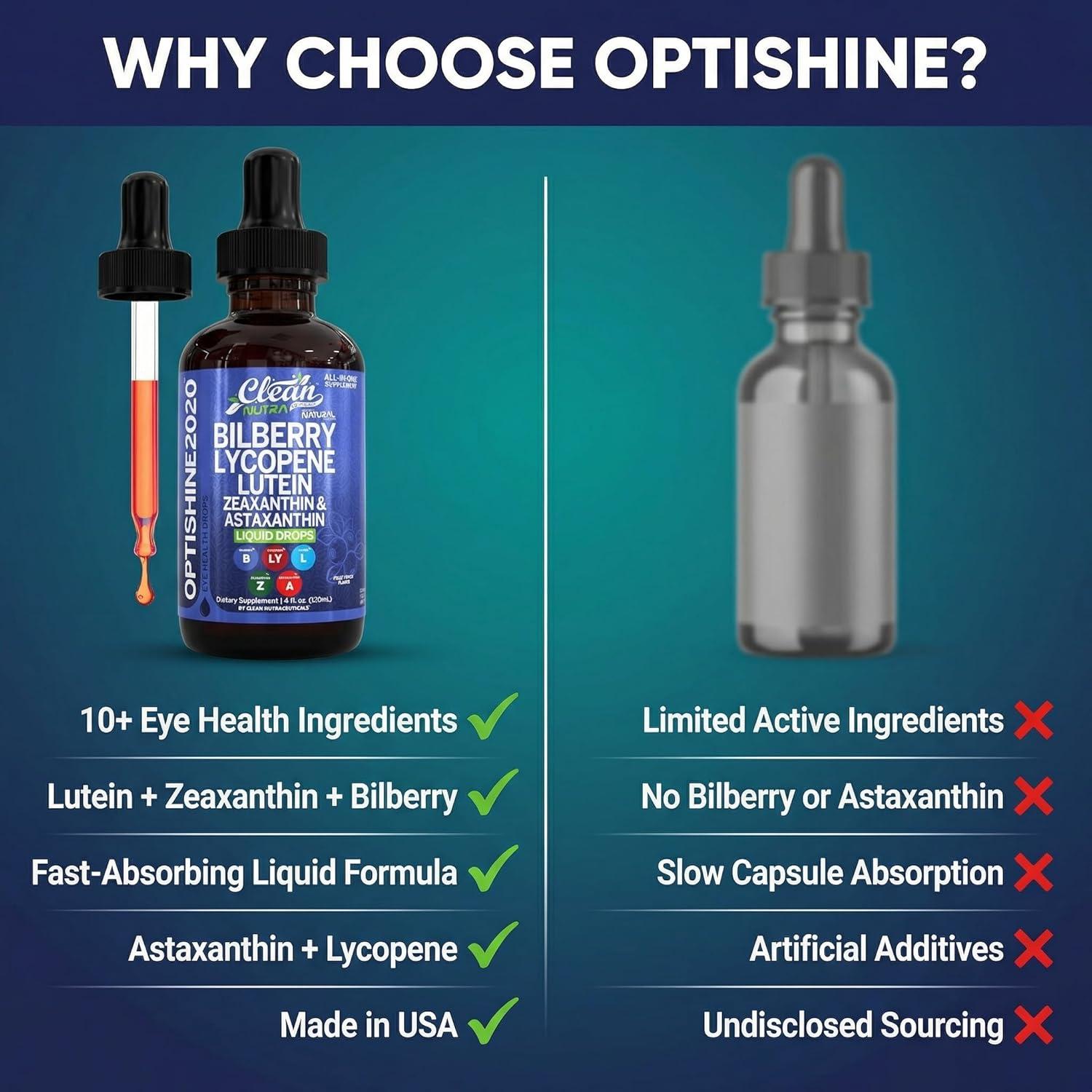 image:imageClean Nutra Lutein and Zeaxanthin Eye Vitamins Supplement Lycopene Astaxanthin Bilberry Liquid Drops Organic Astaxanthin Daily Lutein for Eyes Health Support Vitamin Minerals Extract 60 Servings