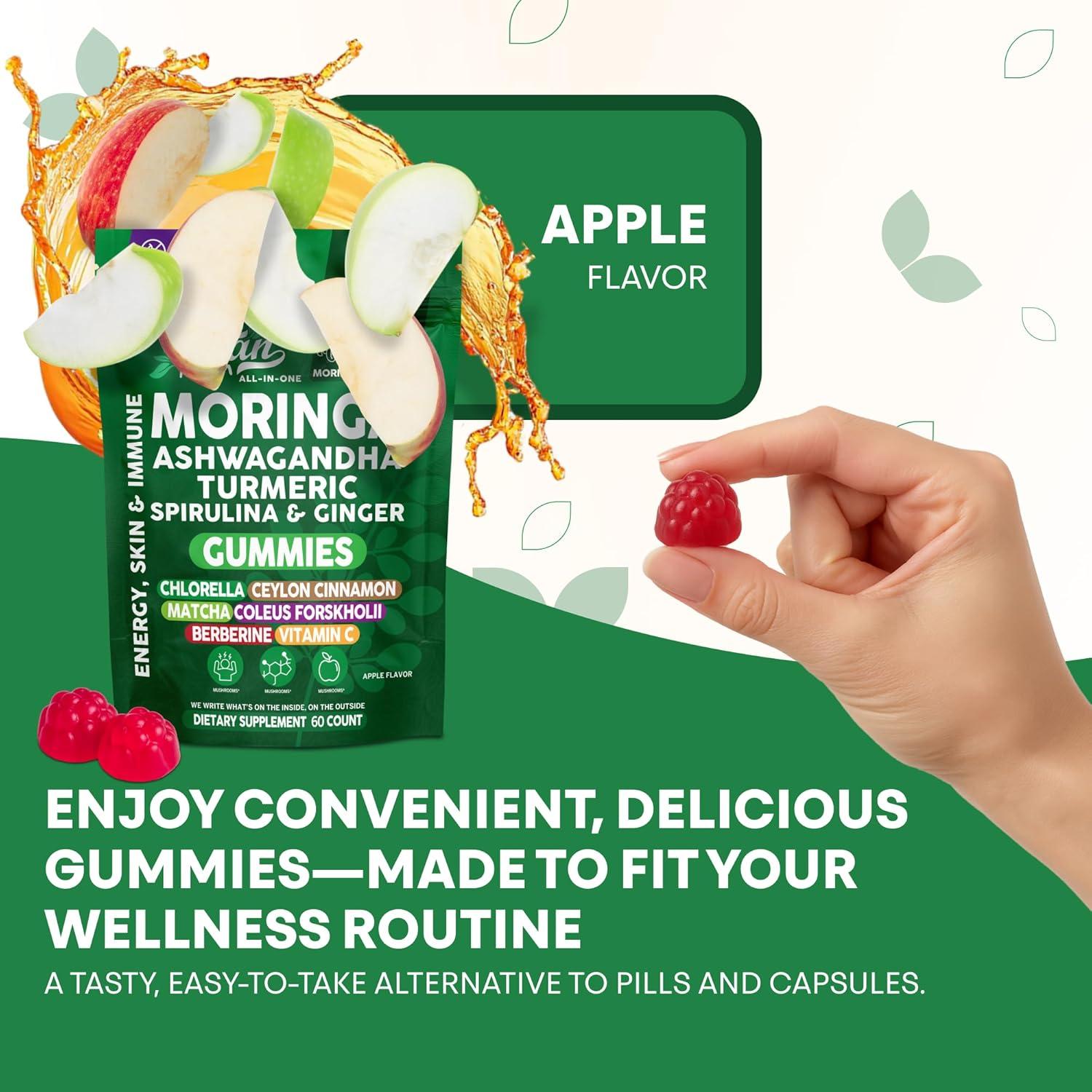 image:imageClean Nutra Moringa Gummies Pure Moringa Powder Supplement Ashwagandha Turmeric Spirulina amp Ginger Energy Skin Immune amp Gut Health Green Superfood Moringa Capsules Alternative