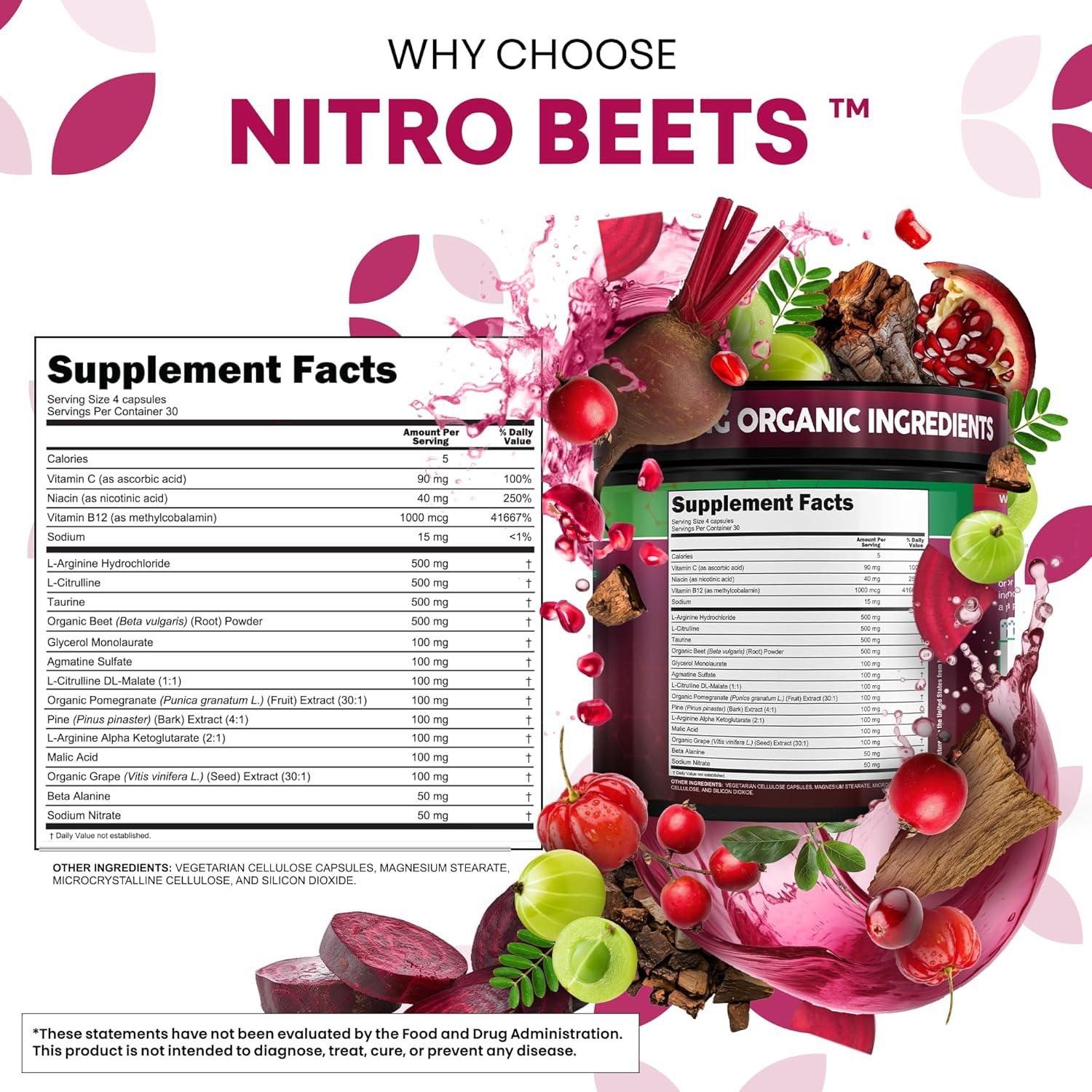image:imageClean Nutra Organic Beet Root Capsules L Arginine L Citrulline Pine Bark Nitric Oxide Beetroot Powder Arginine Citrulline Supplement Pre Workout Supplements Extract 120 Vegan Pills