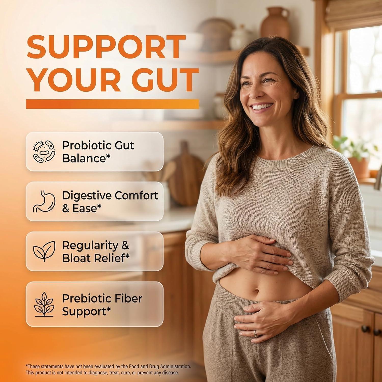 image:imageClean Nutra Prebiotic Postbiotic Digestive Enzymes Gummies with Chicory Root Boswellia Serrata Turmeric and Akkermansia PrePost Probiotics Supplement 60 Count Gummy PooPerfect