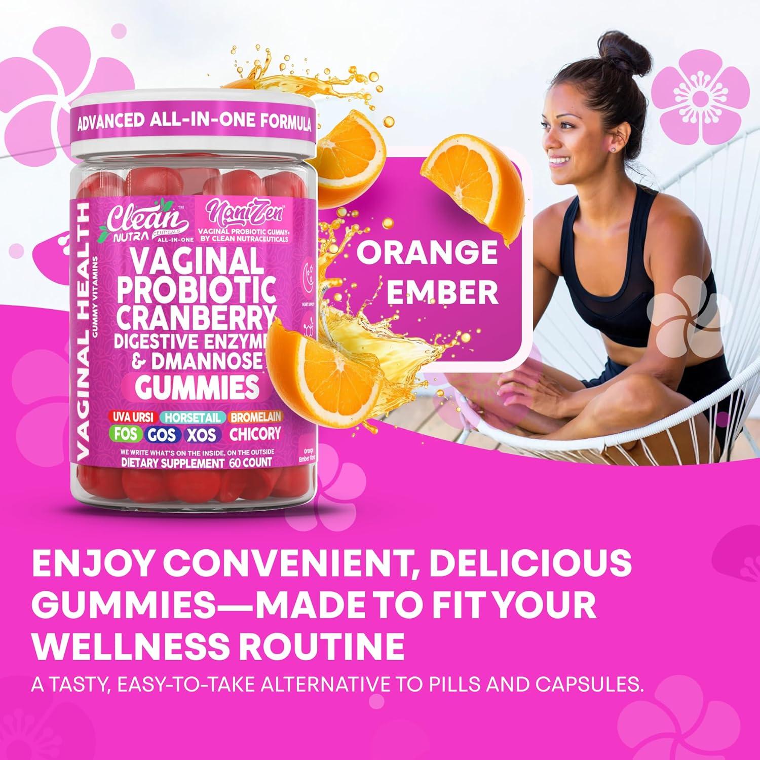 image:imageClean Nutra Vaginal Probiotic Gummies for Women Cranberry Digestive Enzymes D Mannose Womens Probiotic Dmannose Horsetail Bromelain Chicory Fiber Feminine Care Prebiotics Inulin Papaya Enzyme Gummy