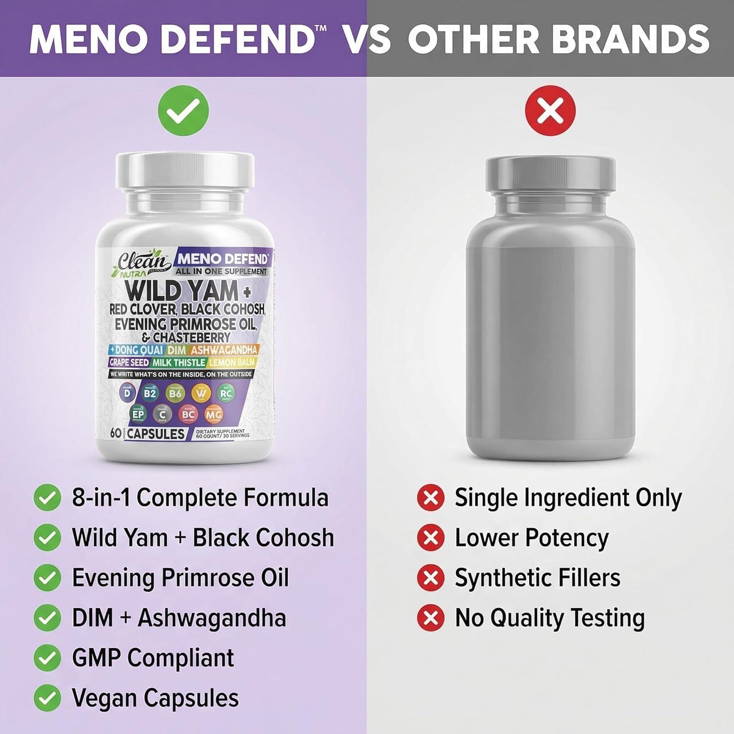 image:imageClean Nutra Wild Yam Root Capsules with Red Clover Black Cohosh Evening Primrose Oil Chasteberry Dong Quai DIM Ashwagandha Grape Seed Extract Milk Thistle Lemon Balm and more Hormone Balance For Women