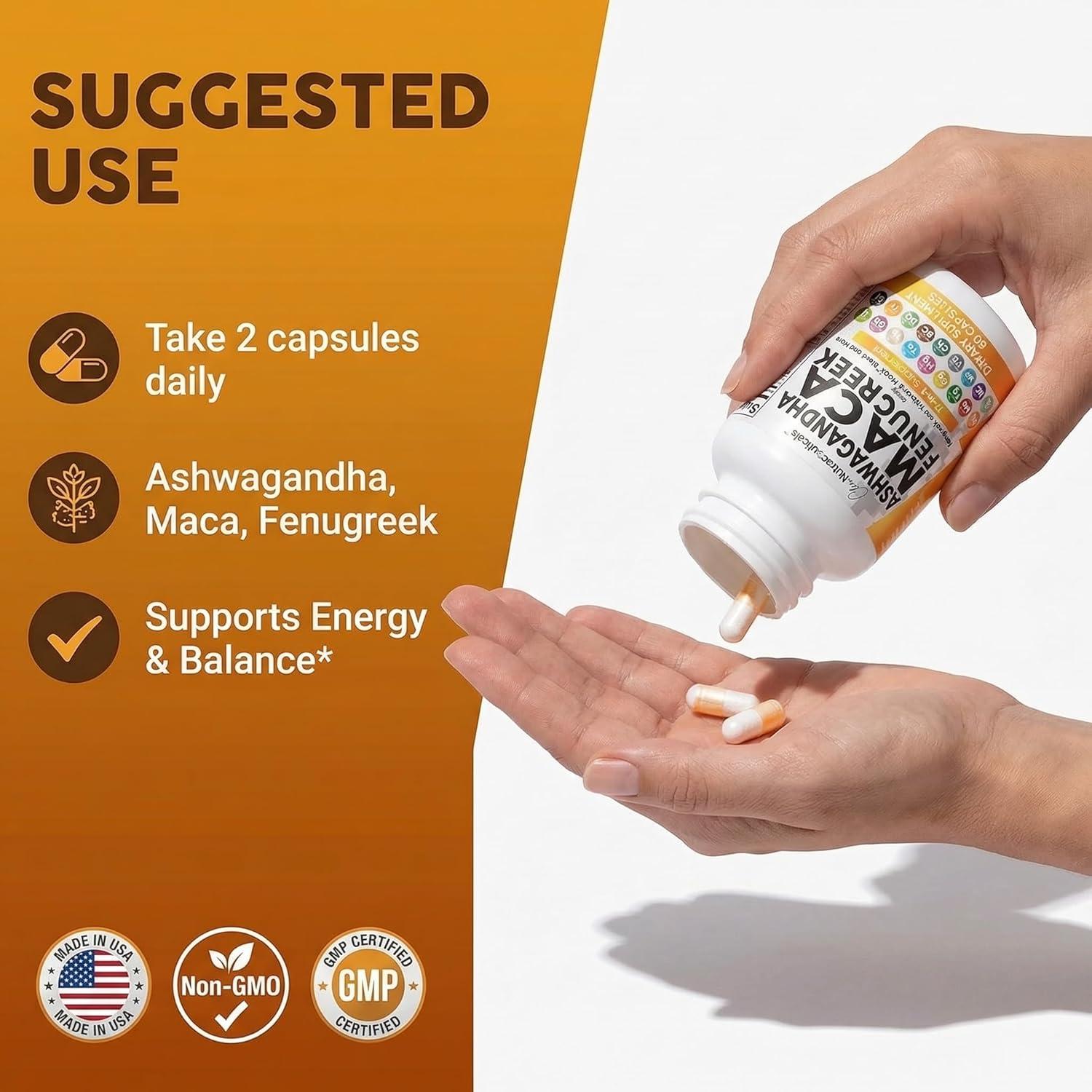 image:imageClean Nutraceuticals Ashwagandha Maca Root Fenugreek Supplement with Tongkat Ali Ginseng Assists with Stress Mood amp Thyroid Ashwagandha Capsules Fenugreek Caps 1 Pack1
