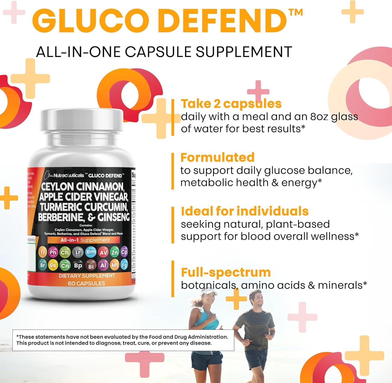 image:imageClean Nutraceuticals Ceylon Cinnamon Capsules Berberine Turmeric Apple Cider Vinegar Ginseng Bitter Melon Gymnema Milk Thistle Fenugreek Supplement 60 Count Pack of 260 Count Pack of 2