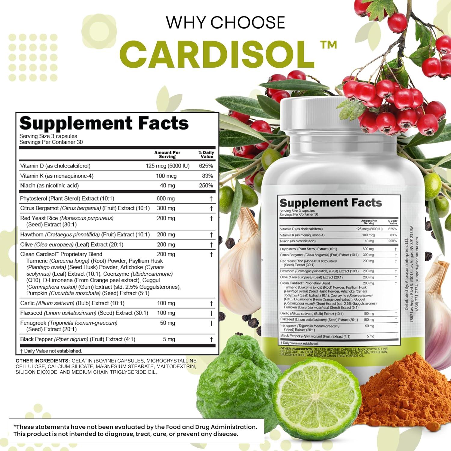 image:imageClean Nutraceuticals Citrus Bergamot Red Yeast Rice Capsules with Plant Sterols with Hawthorn Extract Olive Leaf Niacin Vitamin K3 D3 COQ10 Guggul amp More90 Count Pack of 2