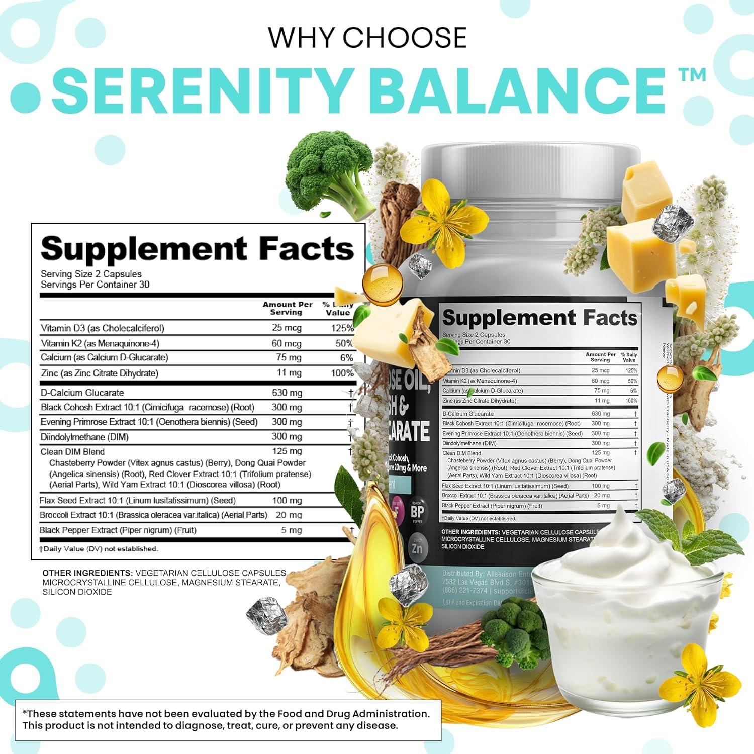 image:imageClean Nutraceuticals DIM Evening Primrose Black Cohosh Calcium DGlucarate Sulforaphane Flax Seed Extract Hormonal Support Vitamins for Women with Dong Quai 60 Caps60 Count Pack of 1