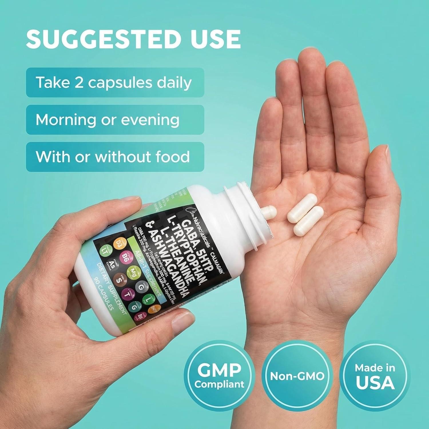 image:imageClean Nutraceuticals GABA 750mg 5 HTP 200mg L Tryptophan 500mg L Theanine 200mg Ashwagandha SAMe LGlycine Mood Support Vitamins for Women and Men with LTyrosine 5HTP 5Hydroxytryptophan90 Count Pack of 1