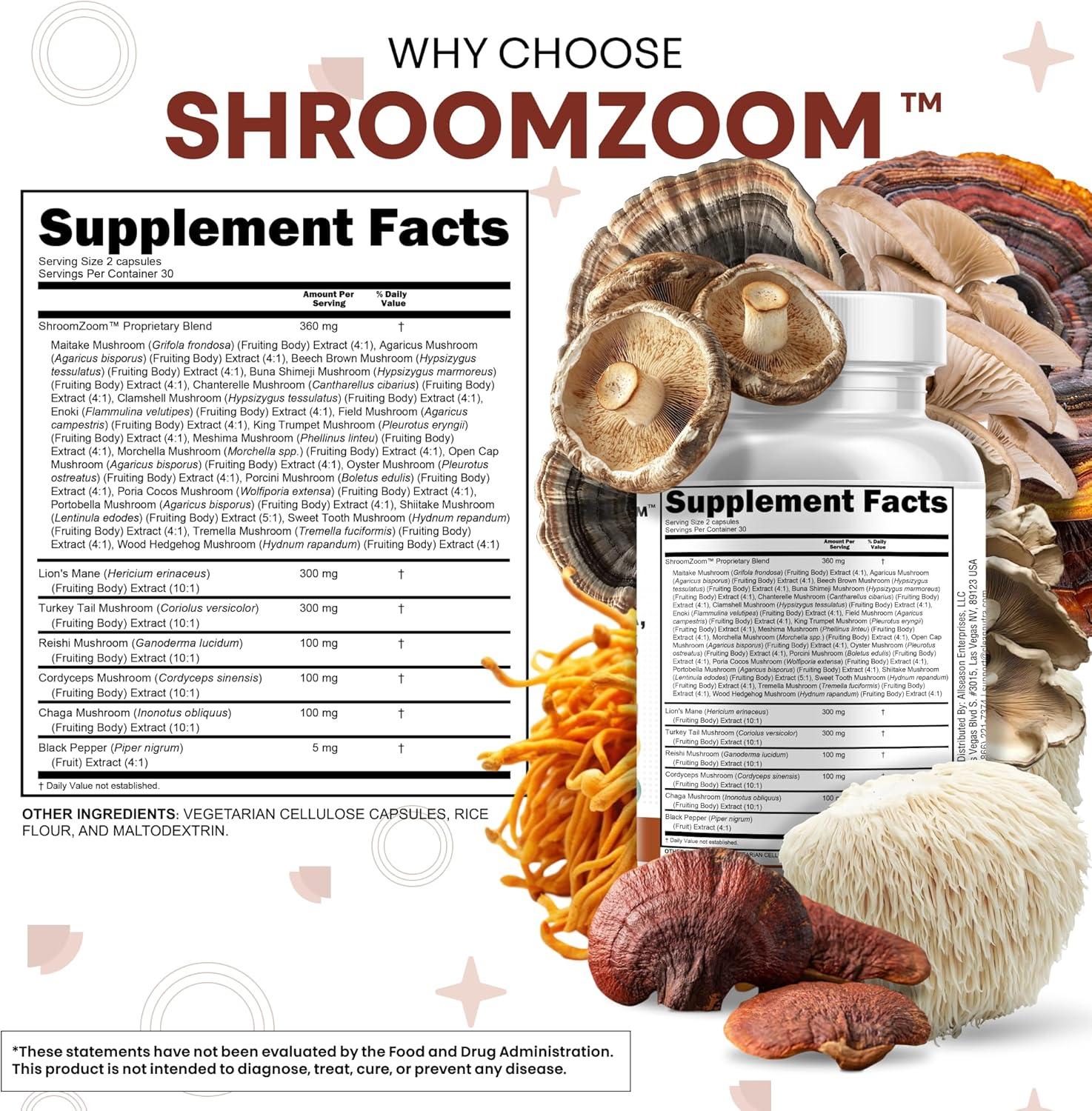 image:imageClean Nutraceuticals Lions Mane 20in1 Mushroom Supplement with Turkey Tail Reishi Cordyceps Chaga Maitake Meshima Poria Cocos Shiitake Oyster Porcini Enoki 2Pack2