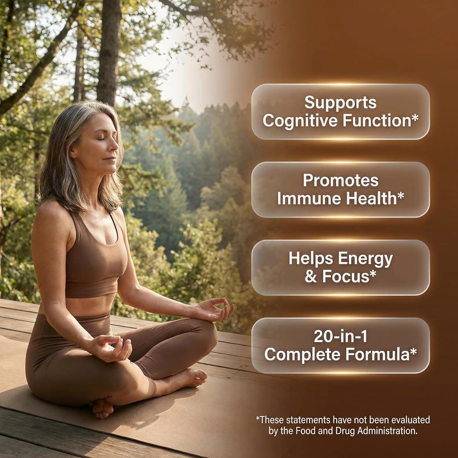 image:imageClean Nutraceuticals Lions Mane 20in1 Mushroom Supplement with Turkey Tail Reishi Cordyceps Chaga Maitake Meshima Poria Cocos Shiitake Oyster Porcini Enoki 2Pack1