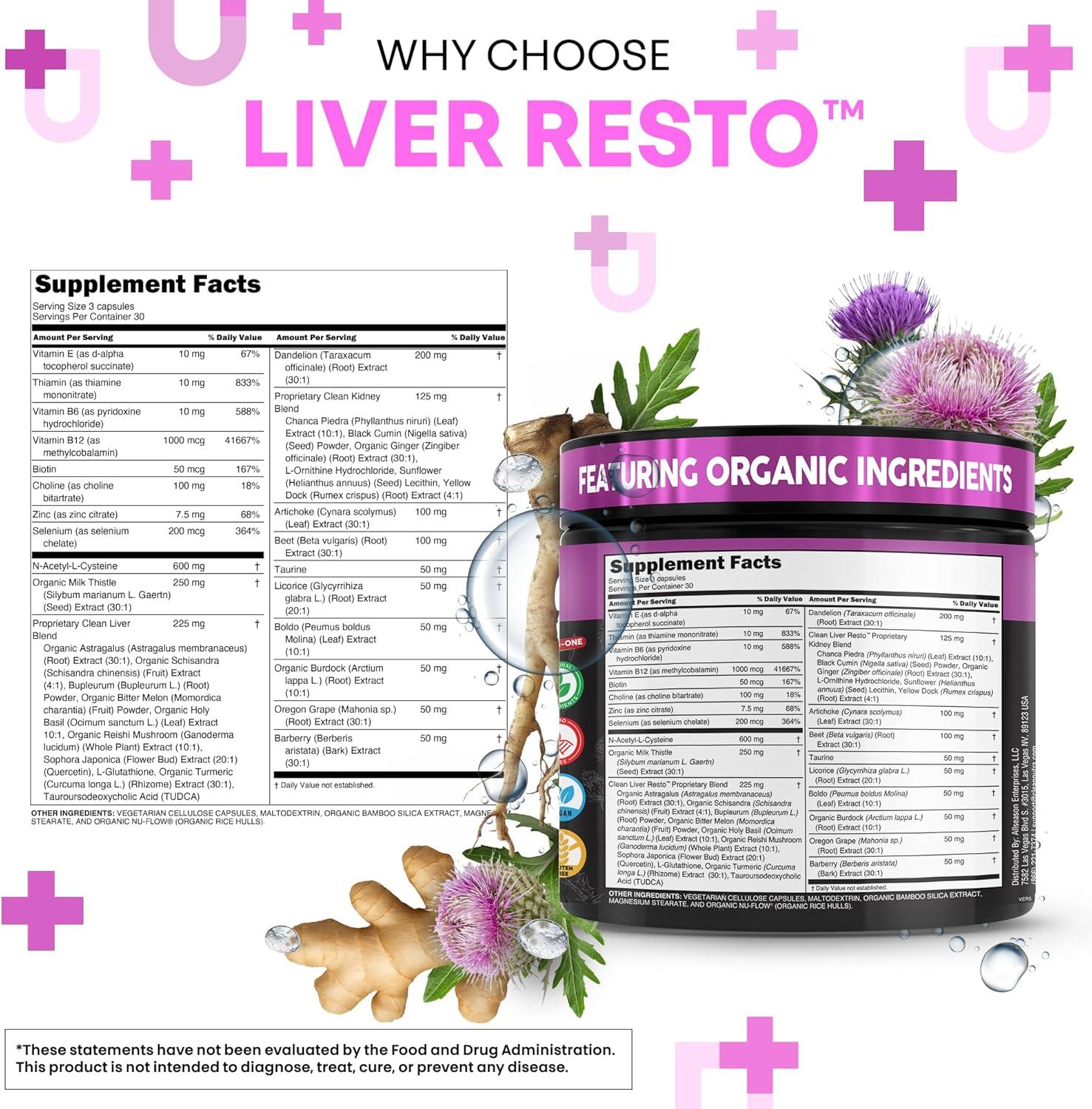 image:imageClean Nutraceuticals Liver Cleanse Detox amp Repair Milk Thistle Supplement NAC TUDCA Dandelion Root Artichoke Choline Ginger Beet Root Burdock Taurine Liver Support 90 Capsules