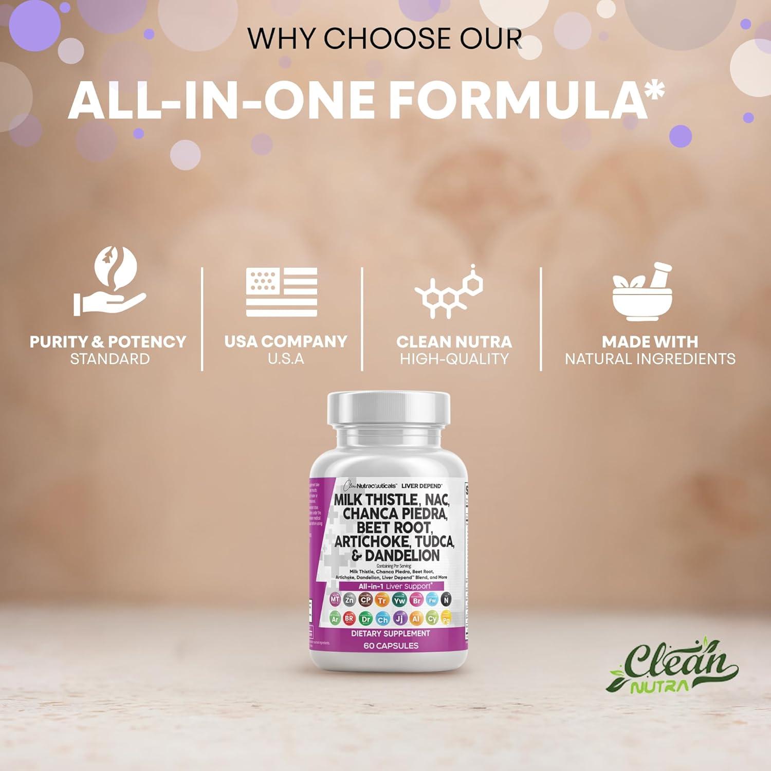 image:imageClean Nutraceuticals Milk Thistle NAC Chanca Piedra Beet Root Artichoke Astragalus Dandelion Root Liver Cleanse Detox amp Repair Supplement Plus TUDCA Choline amp Ginger 1Pack2