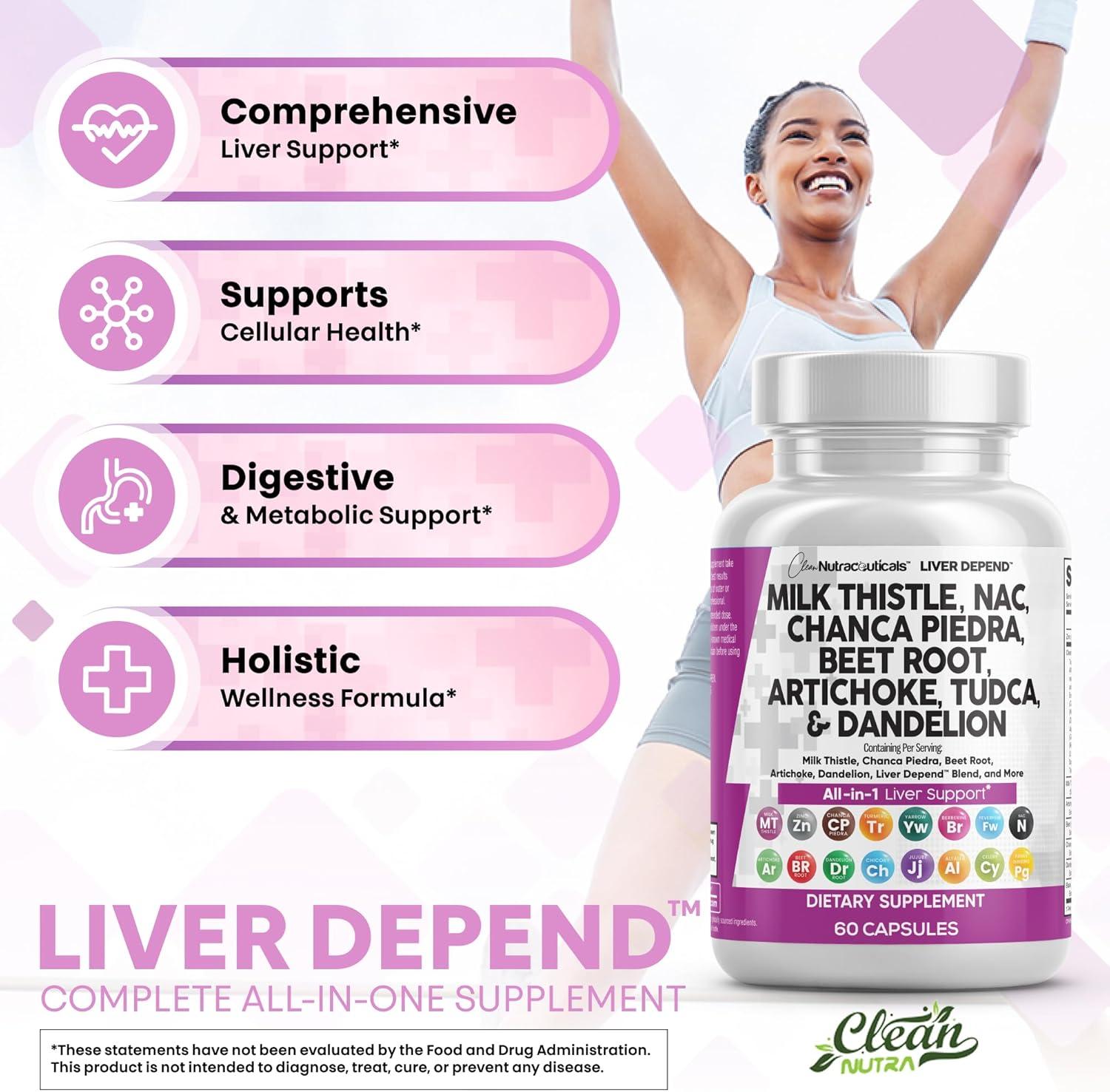 image:imageClean Nutraceuticals Milk Thistle NAC Chanca Piedra Beet Root Artichoke Astragalus Dandelion Root Liver Cleanse Detox amp Repair Supplement Plus TUDCA Choline amp Ginger 1Pack2