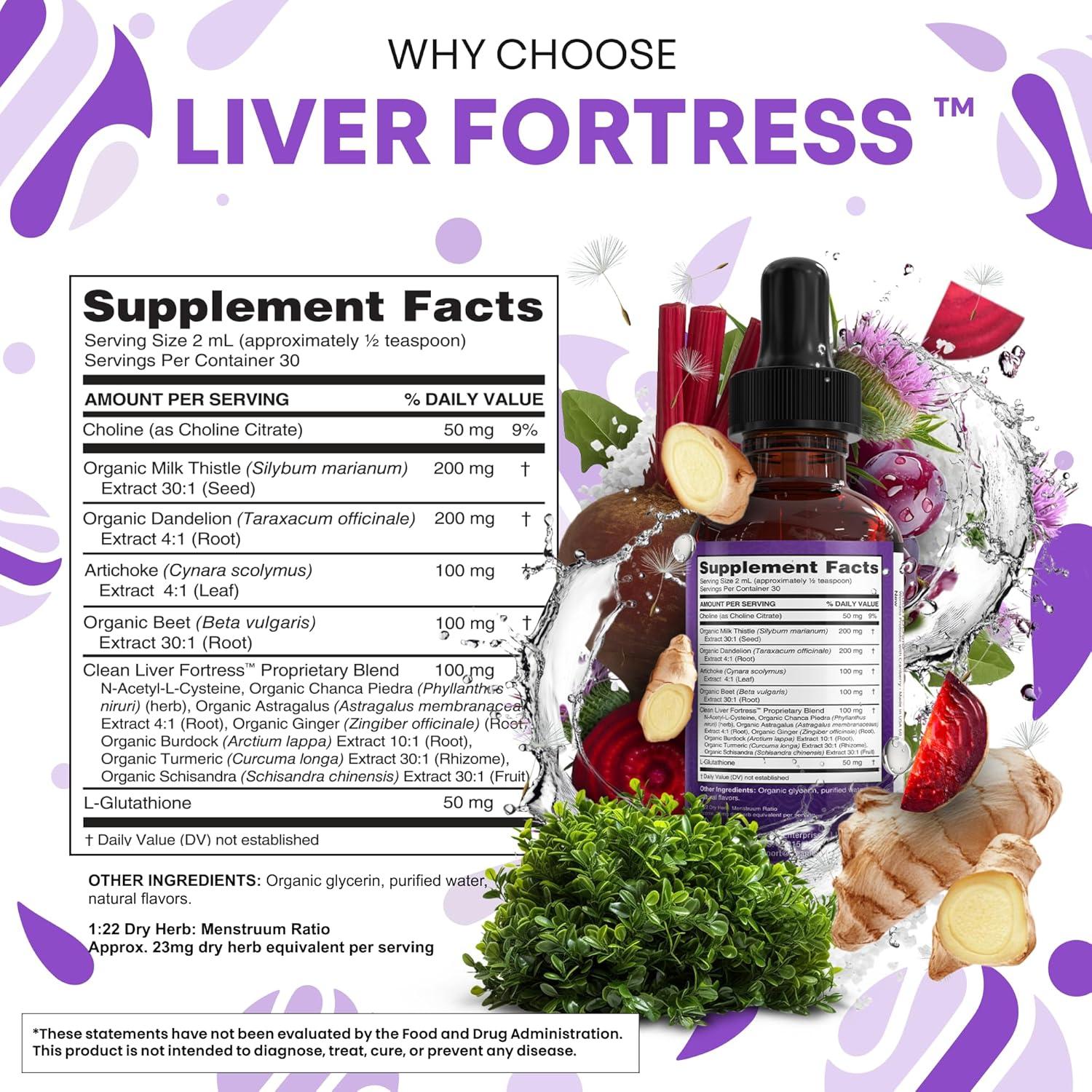 image:imageClean Nutraceuticals Milk Thistle NAC Liver Cleanse Detox amp Repair Supplement Liver Support Liquid Drops with Dandelion Extract Artichoke Chanca Piedra Choline LGlutathione Burdock Schisandra1