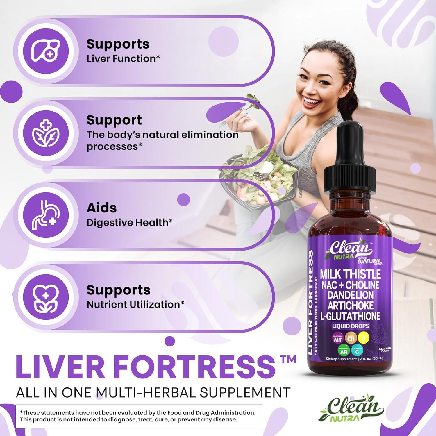 image:imageClean Nutraceuticals Milk Thistle NAC Liver Cleanse Detox amp Repair Supplement Liver Support Liquid Drops with Dandelion Extract Artichoke Chanca Piedra Choline LGlutathione Burdock Schisandra2