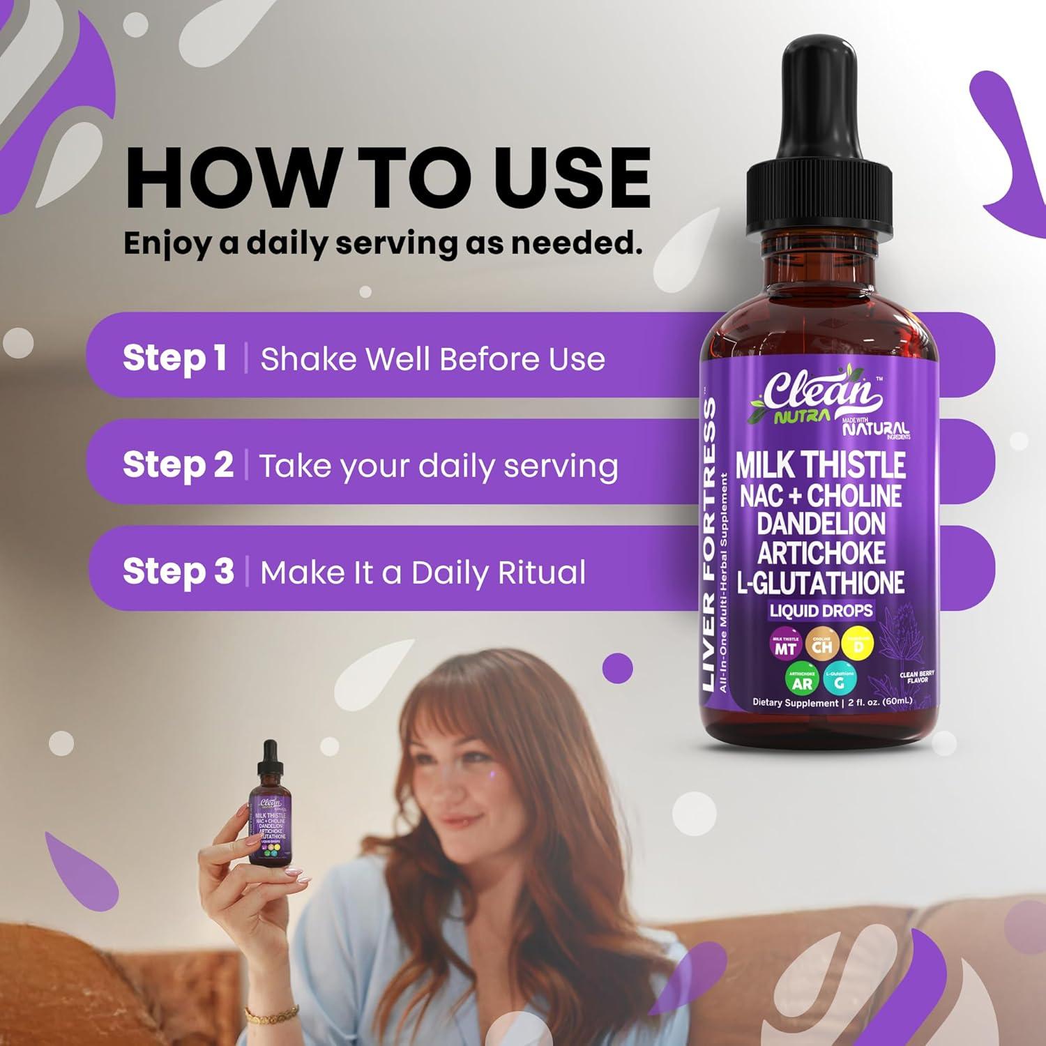 image:imageClean Nutraceuticals Milk Thistle NAC Liver Cleanse Detox amp Repair Supplement Liver Support Liquid Drops with Dandelion Extract Artichoke Chanca Piedra Choline LGlutathione Burdock Schisandra2