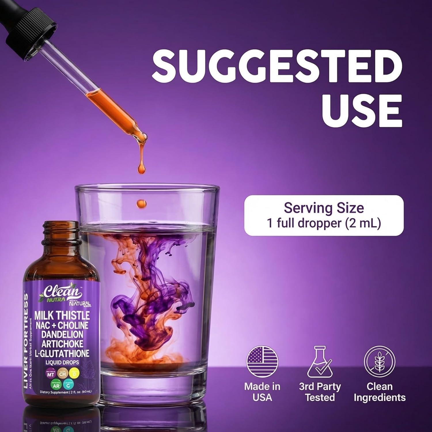 image:imageClean Nutraceuticals Milk Thistle NAC Liver Cleanse Detox amp Repair Supplement Liver Support Liquid Drops with Dandelion Extract Artichoke Chanca Piedra Choline LGlutathione Burdock Schisandra1