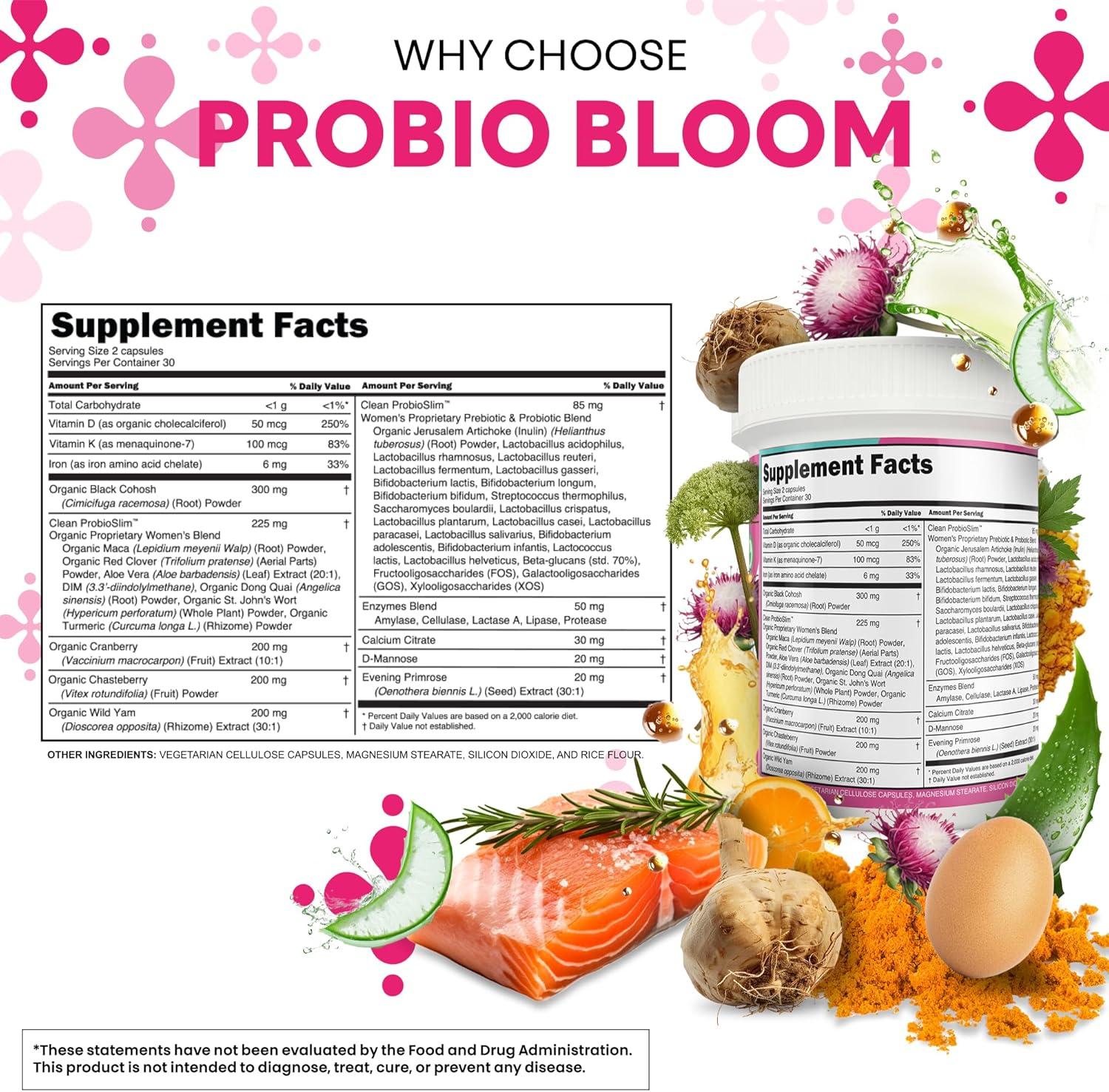 image:imageClean Nutraceuticals Probiotics for Women with D Mannose Cranberry Extract Wild Yam Chasteberry 20 Probiotic and Prebiotic Strains PH Balance Womens Probiotic for Digestive Health 60 Count1