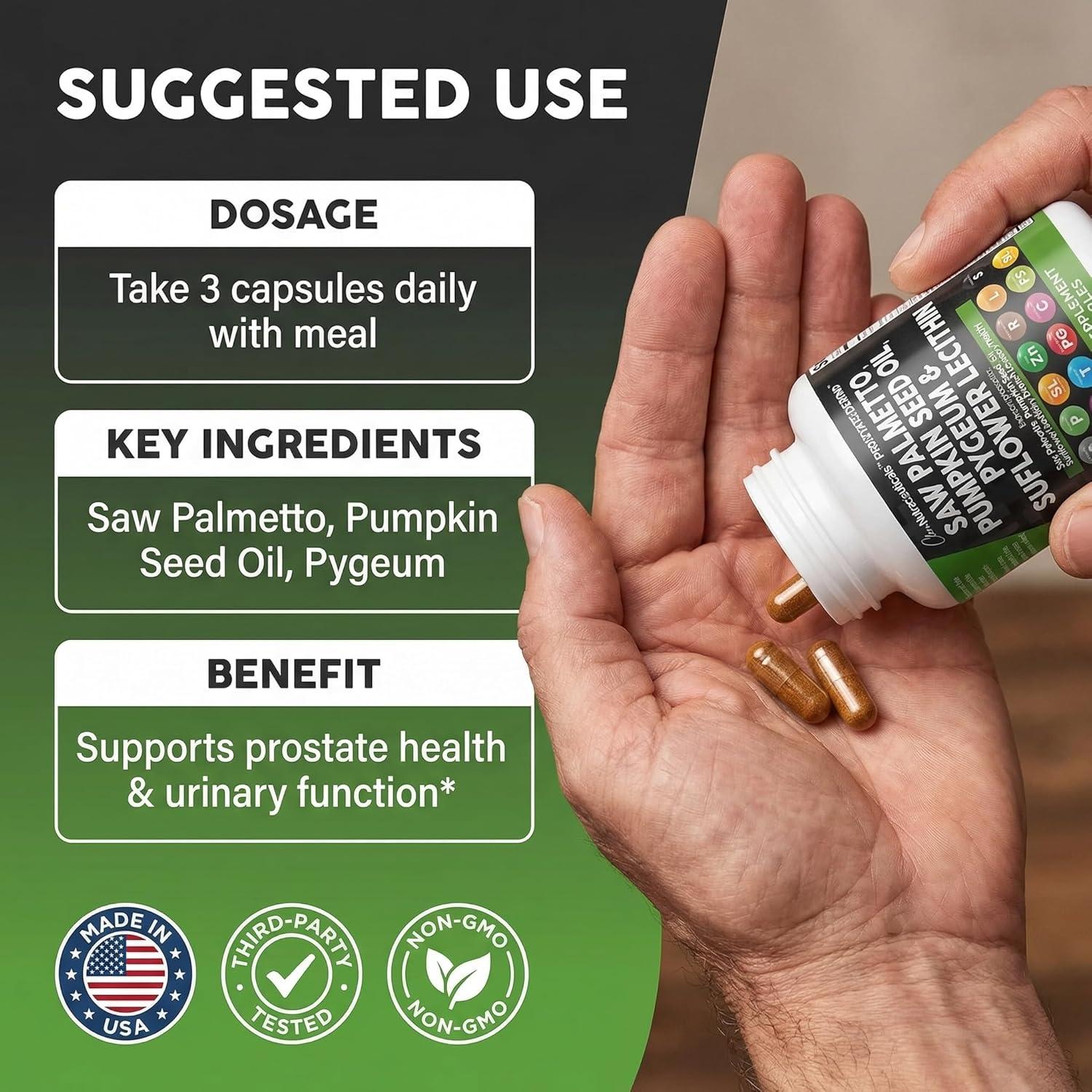 image:imageClean Nutraceuticals Saw Palmetto Pumpkin Seed Oil Pygeum Sunflower Lecithin Stinging Nettle Cranberry Prostate Supplements for Men with Lycopene 90 Caps90 Count Pack of 1