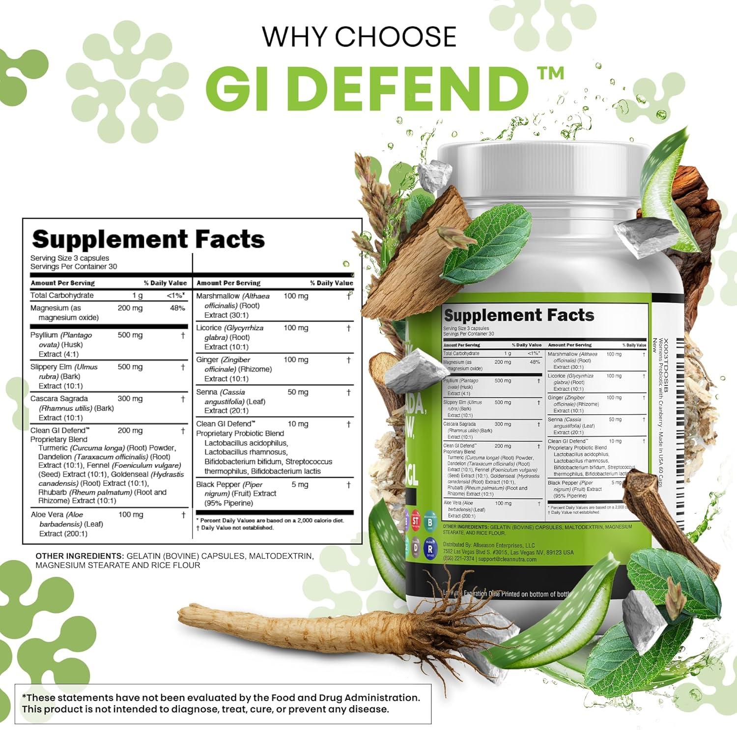 image:imageClean Nutraceuticals Slippery Elm Psyllium Husk Pre Probiotic Digestive Gut Health Supplement with Aloe Vera Cascara Sagrada Marshmallow Root DGL Licorice Senna Extract90 Count Pack of 2