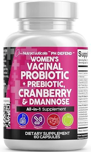 image:imageClean Nutraceuticals Vaginal Probiotics for Women with Cranberry DMannose Prebiotics pH Balance Support Feminine Health Urinary Tract Cleanse Capsule Alternative to Gummies 60 Count1