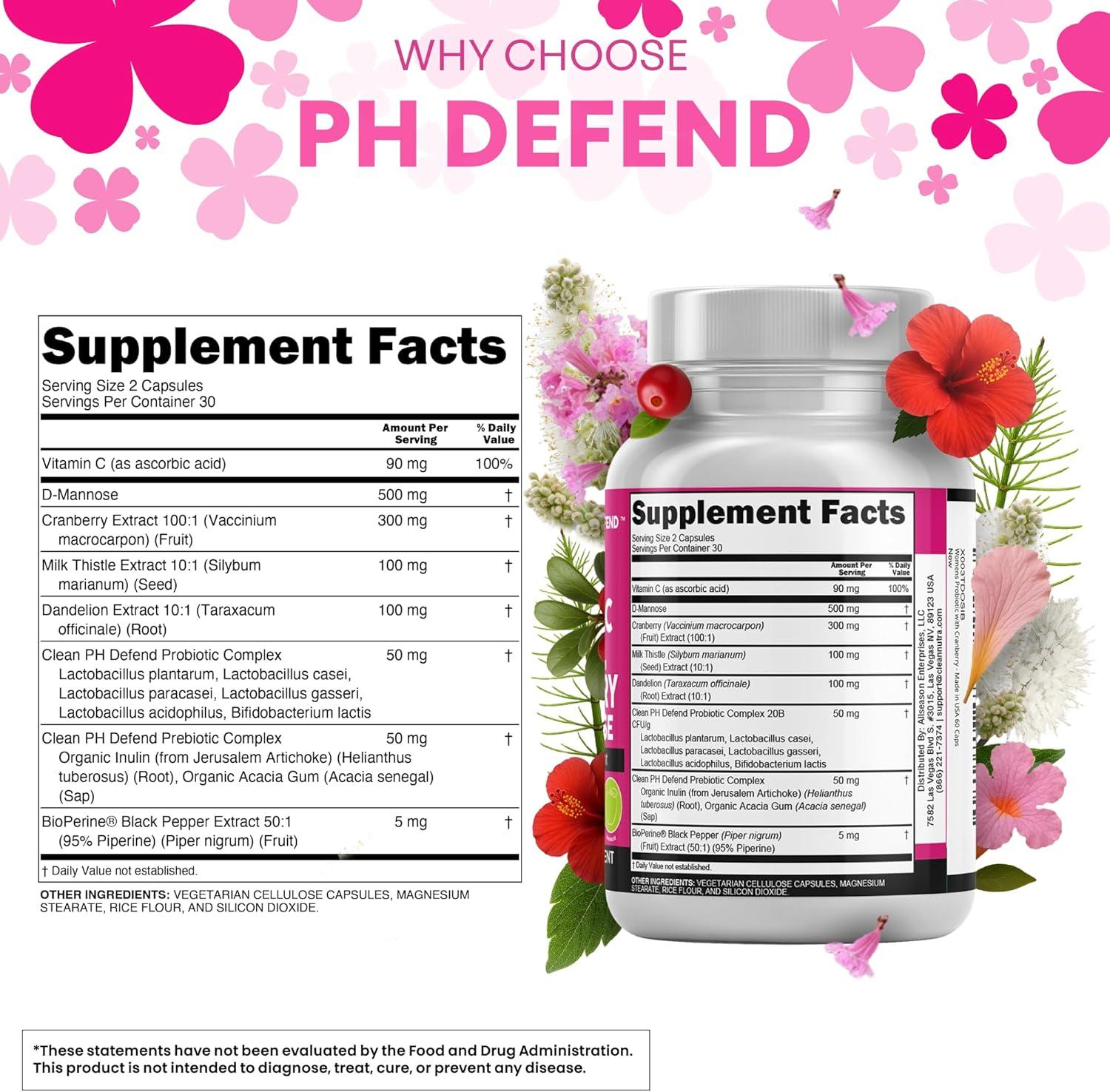 image:imageClean Nutraceuticals Vaginal Probiotics for Women with Cranberry DMannose Prebiotics pH Balance Support Feminine Health Urinary Tract Cleanse Capsule Alternative to Gummies 60 Count2