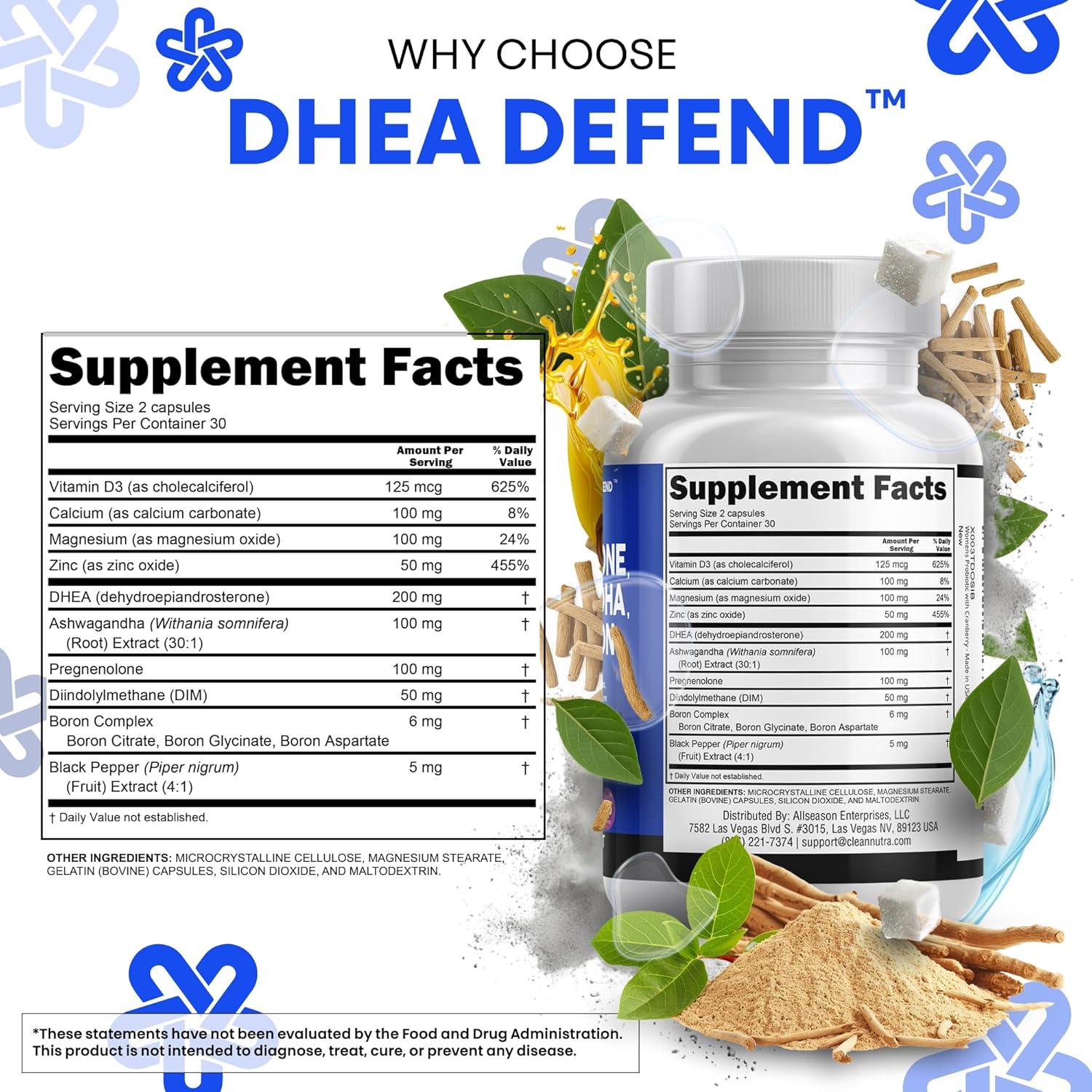 image:imageDHEA 200mg Supplement Pregnenolone 100mg for Men amp Women with DIM Ashwagandha Boron 6mg Complex Calcium Magnesium Zinc 50mg Vitamin D3 5000 IU Hormone Support Capsules Pills Made in USA 60 Count