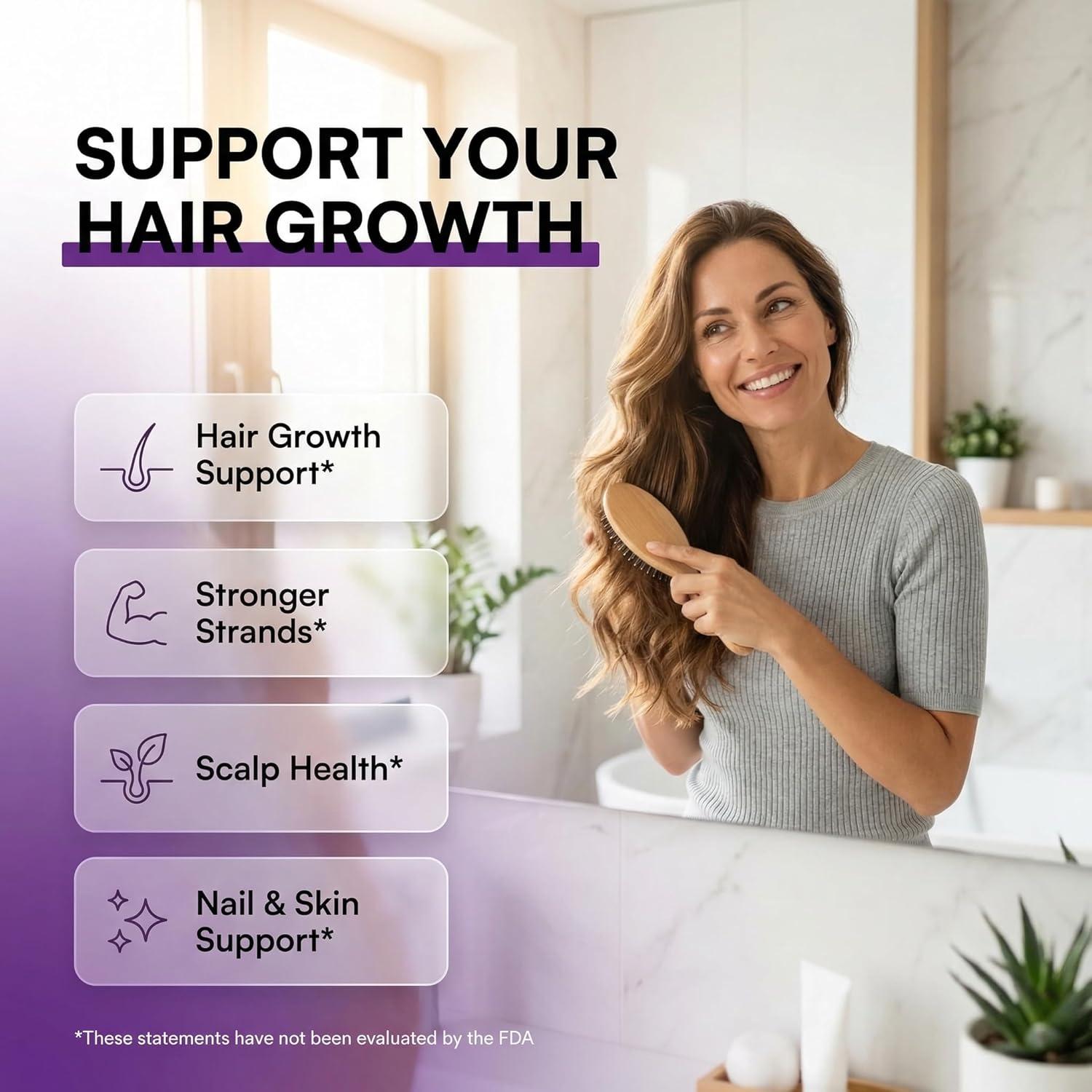 image:imageGrowVana Hair Growth Gummies for Women Biotin Collagen Keratin Saw Palmetto Horsetail Astaxanthin Iron Zinc Pantothenic Acid Vitamin A D E Pumpkin Seed Ahiflower MSM Supplement by Clean Nutra 90 Count