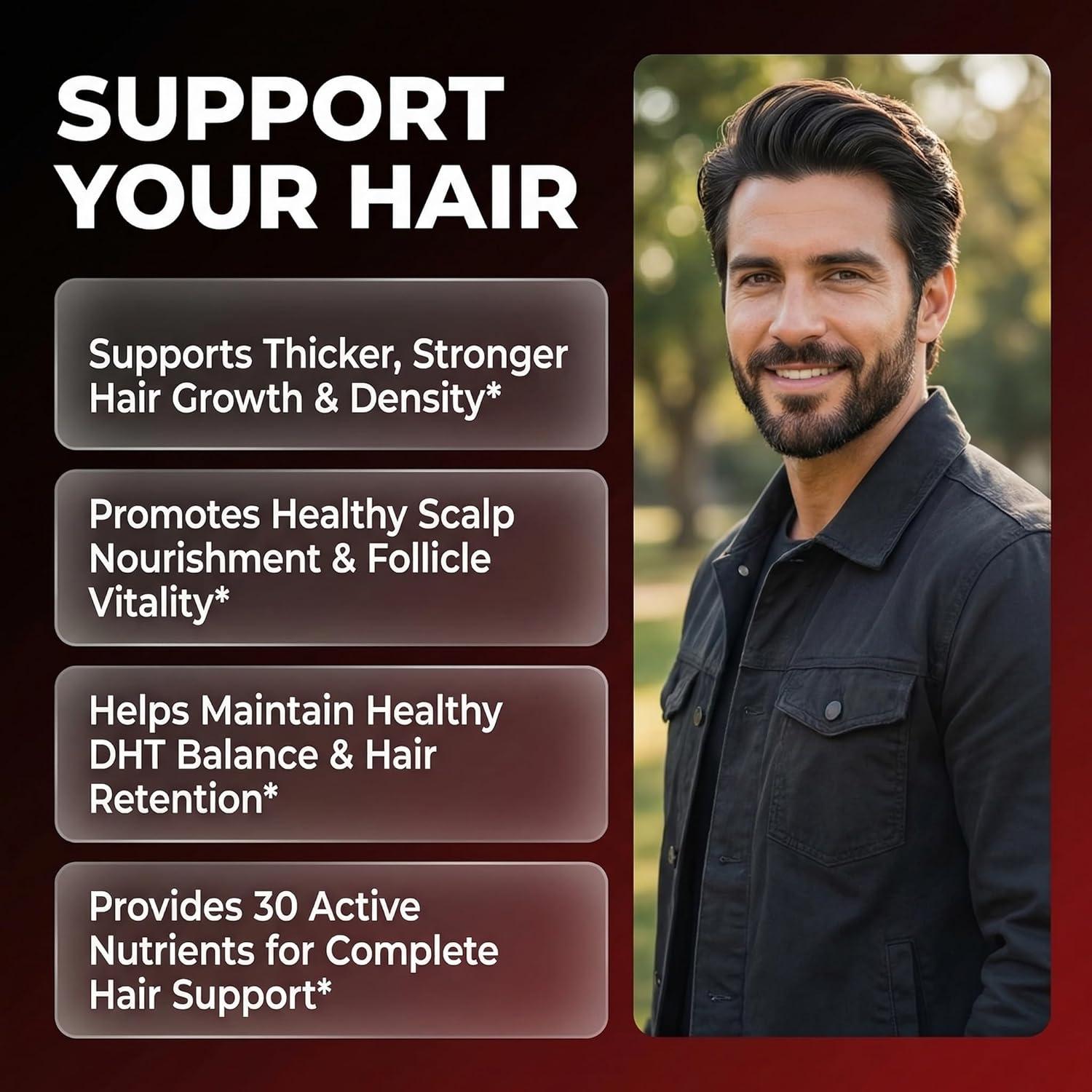 image:imageHair Growth Supplement For Men Biotin Hair Vitamins Collagen Pumpkin Seed Saw Palmetto Iron Ginseng Bamboo Silica Rosemary Peppermint Keratin Selenium Iodine Flaxseed Horsetail Vitamin A C D3 E B121